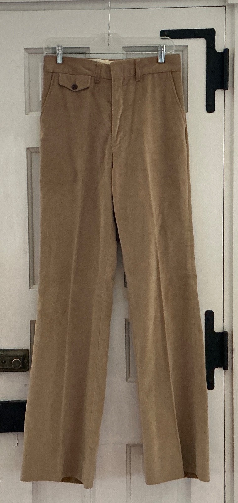 Vtg 60s 70s h.i.s Tan Velvet Bell Bottom Kick Flares Brown Hippy Disco NEW!