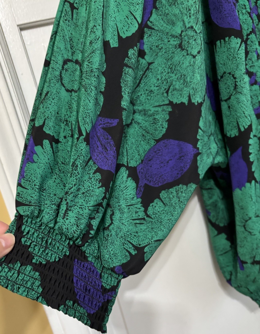 Vintage PREMIER ROW by MARILYN THELEN Purple & Green Ruffle blouse/top, Size 4X