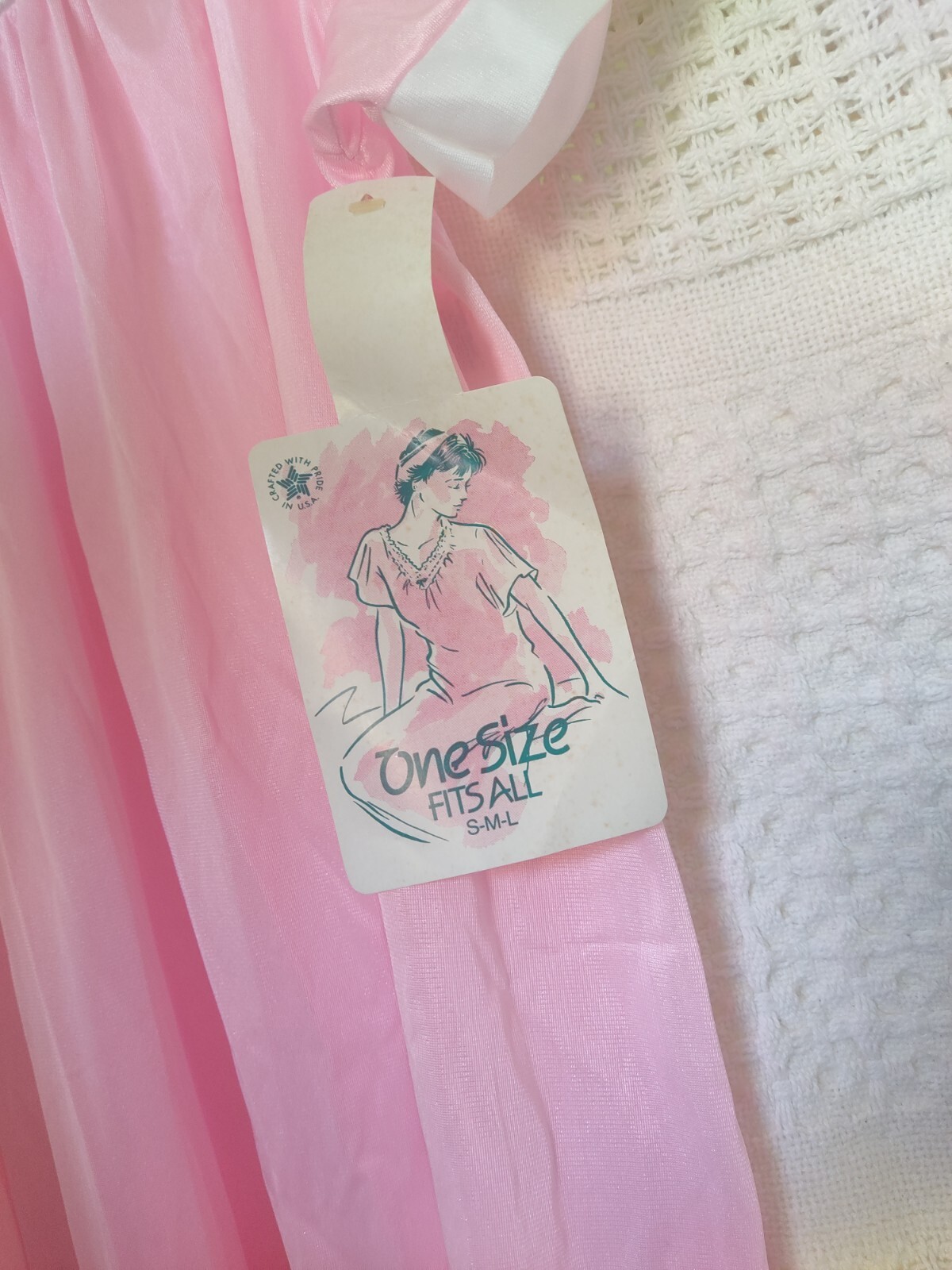 Secret Accents W/Tag Vintage Nightgown 1980’s Era Made In USA Nylon Pink Floral