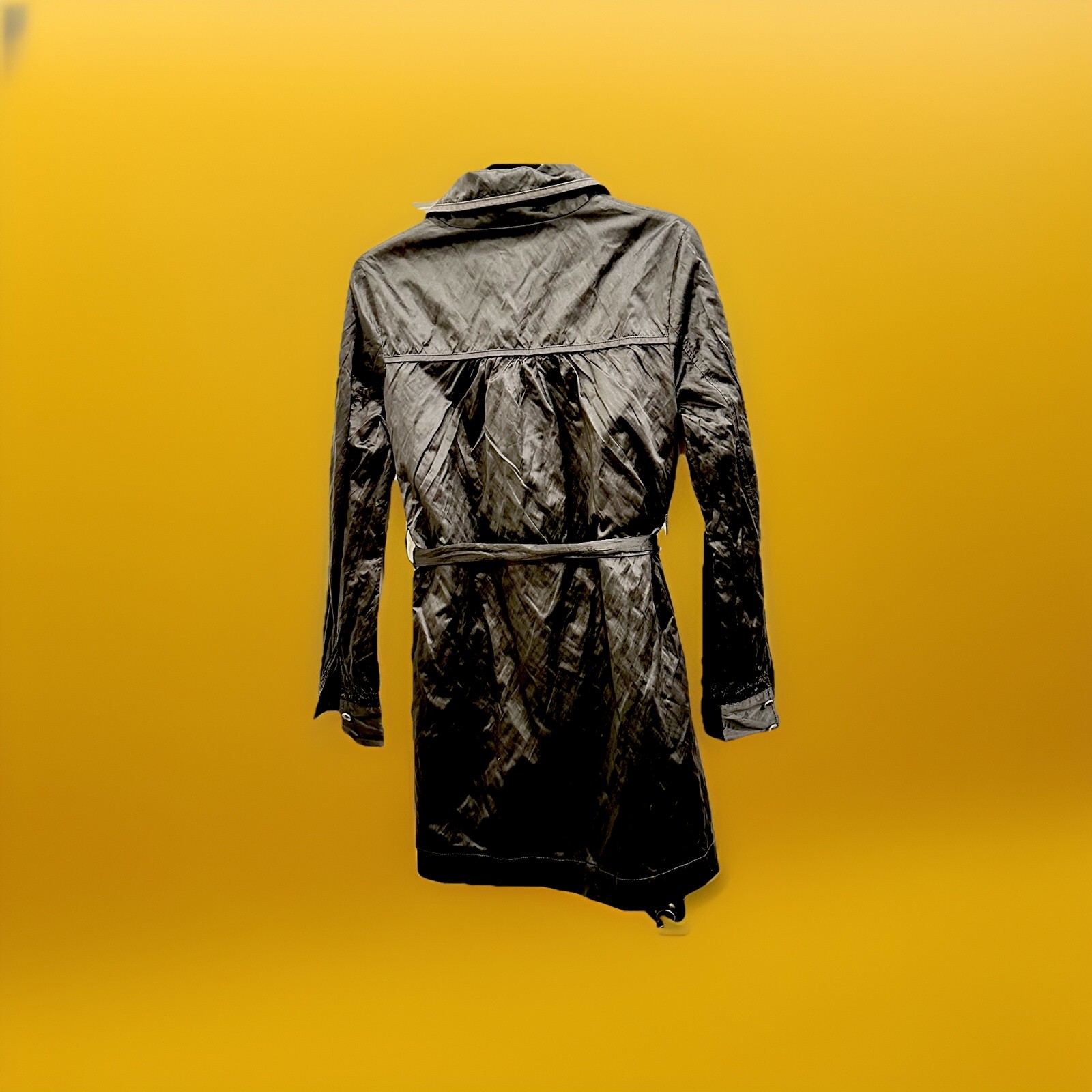 Diesel Authentic Vintage Shiny Metallic Wrinkled Short Trench Coat. All Cotton.