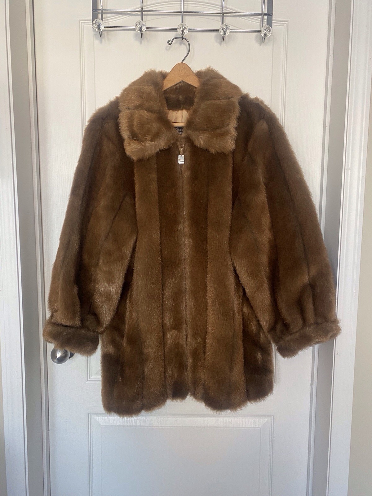 Dennis Basso Pelted Faux Mink Jacket Coat Zip Front – Large
