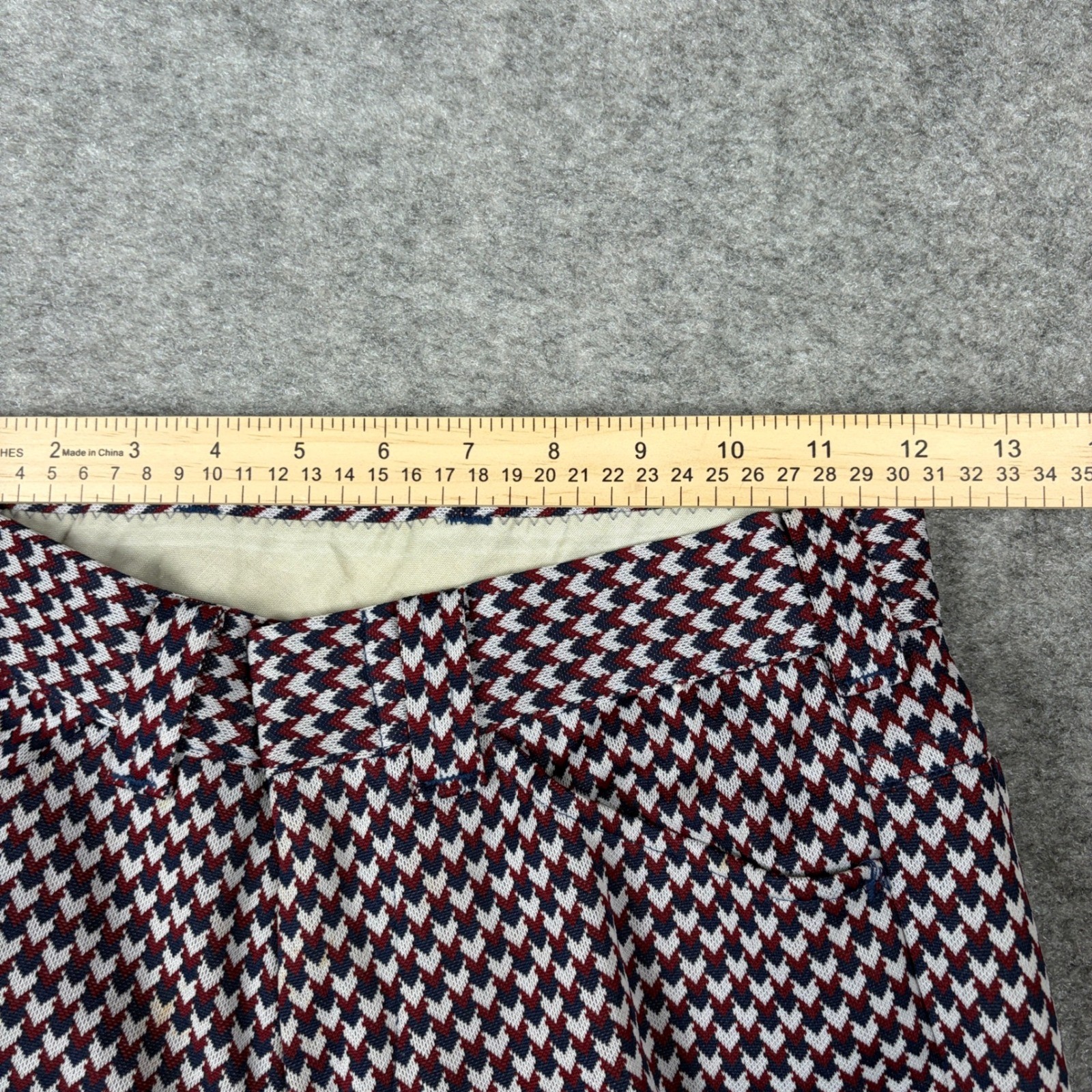 Montgomery Ward Pants Womens 24 Vintage 70s Geometric Flare Leg Red Blue White