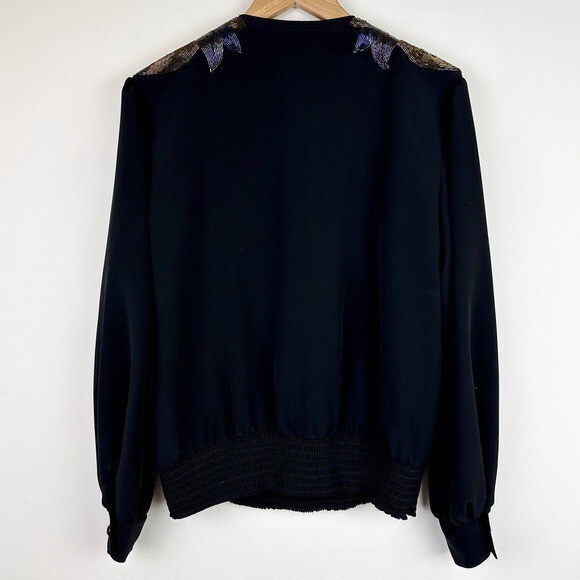 Three Flaggs 80’s Vintage Beaded Collar Blouse