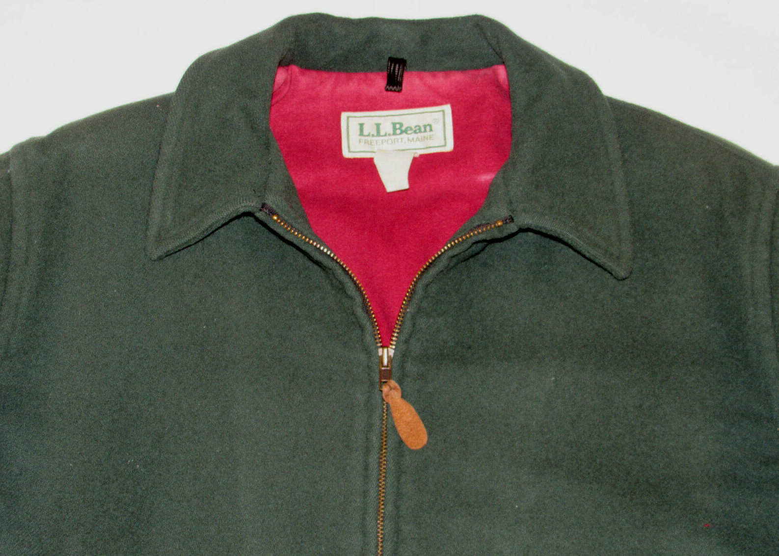 VINTAGE WOMEN’S LL BEAN FOREST GREEN WOOL ZIP-UP JACKET! COTTON LINING! USA! 44