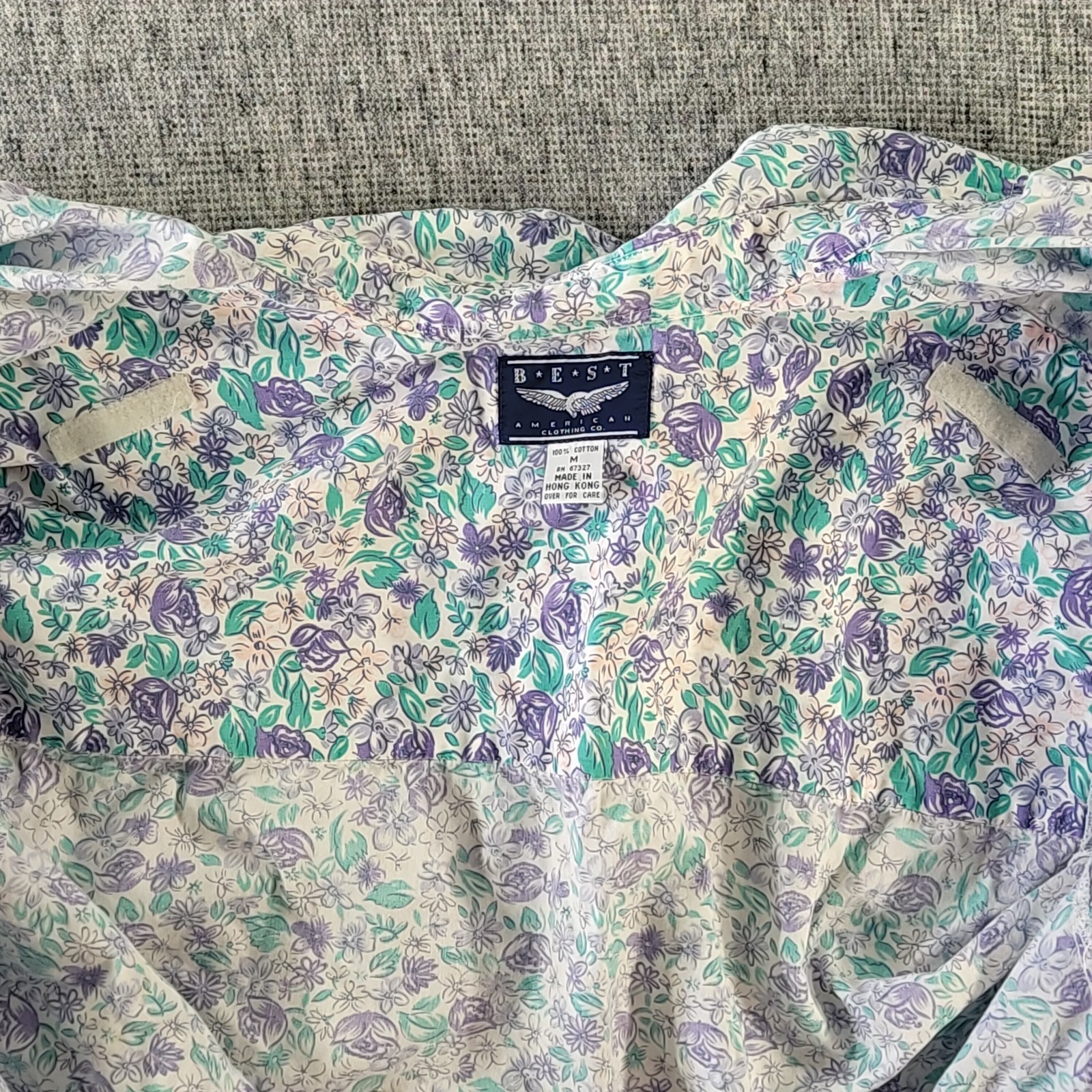 Vtg 80s Best American Clothing Co Floral Blouse Short Sleeve Reworked Serge Edge