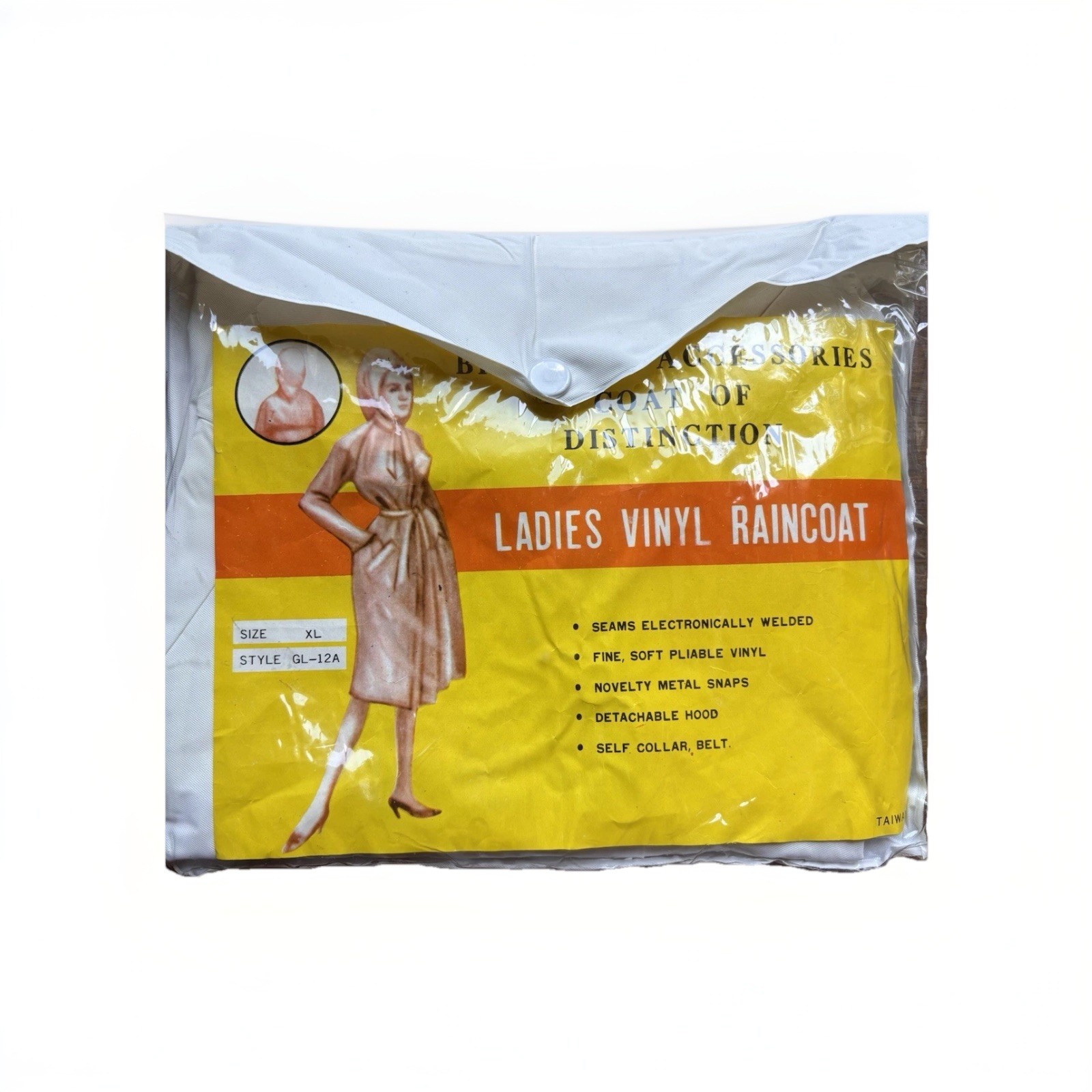 Vintage Bilt-Well Ladies Vinyl Raincoat XL Off White Cream Deadstock NOS Pouch