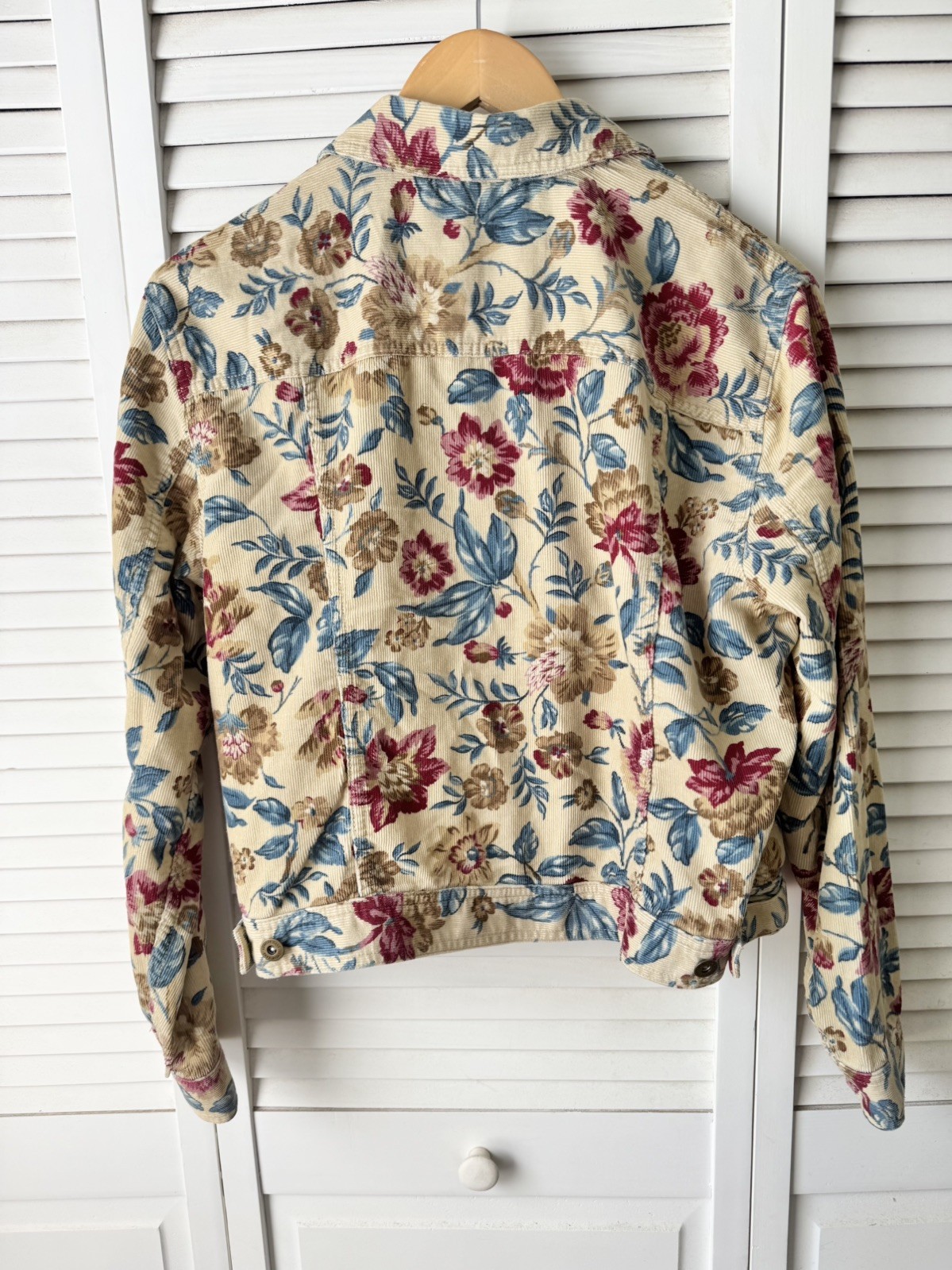 Vintage Lizwear Jeans Floral Corduroy Jacket Sz L Liz Claiborne 1990s Cotton