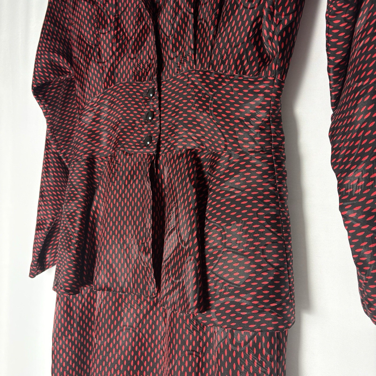 SK & Company Vintage Women’s 100% Silk Dress Red Black