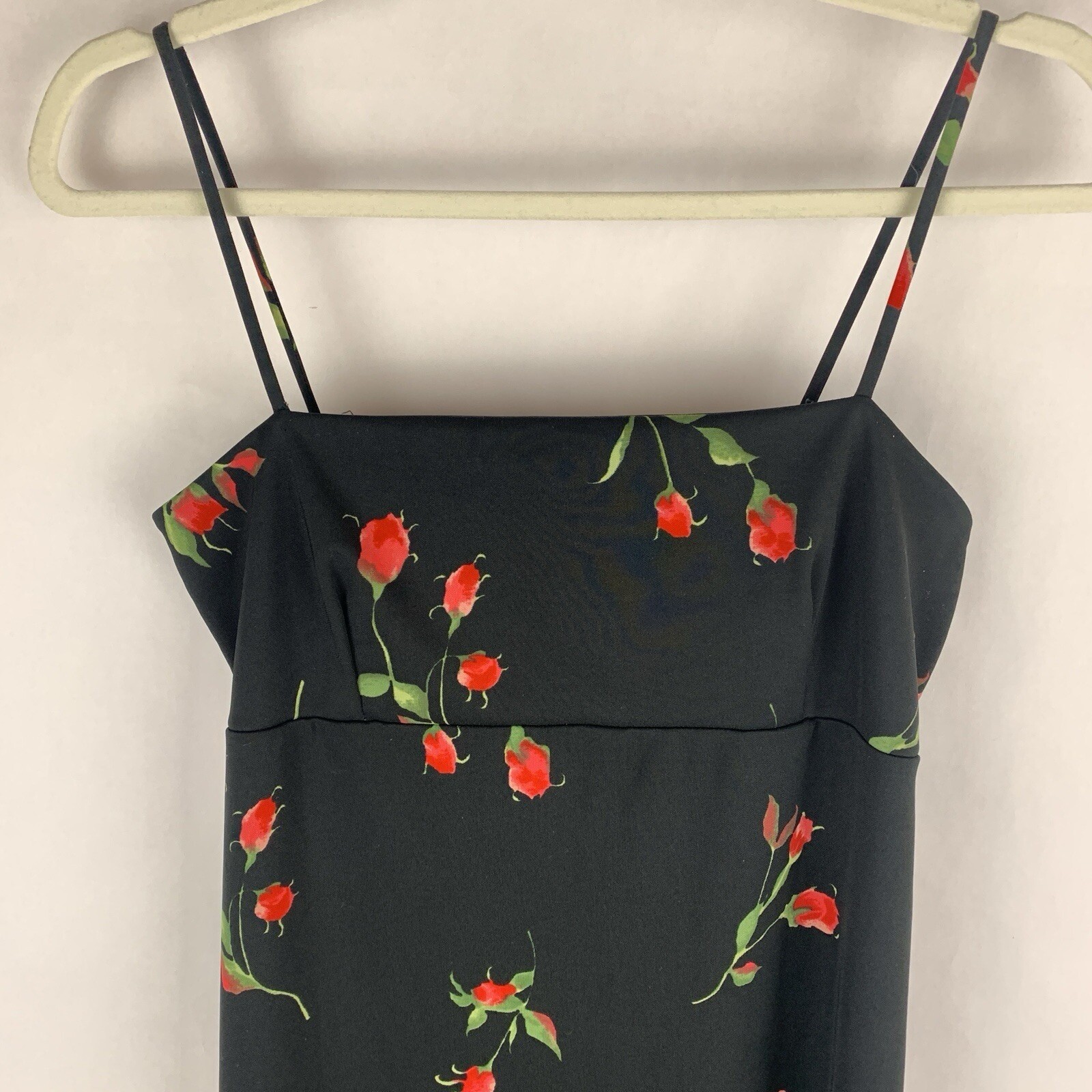 Vtg Y2K Romantic Mini Dress Small? Dark Floral Fairy Grunge Black Whimsigoth