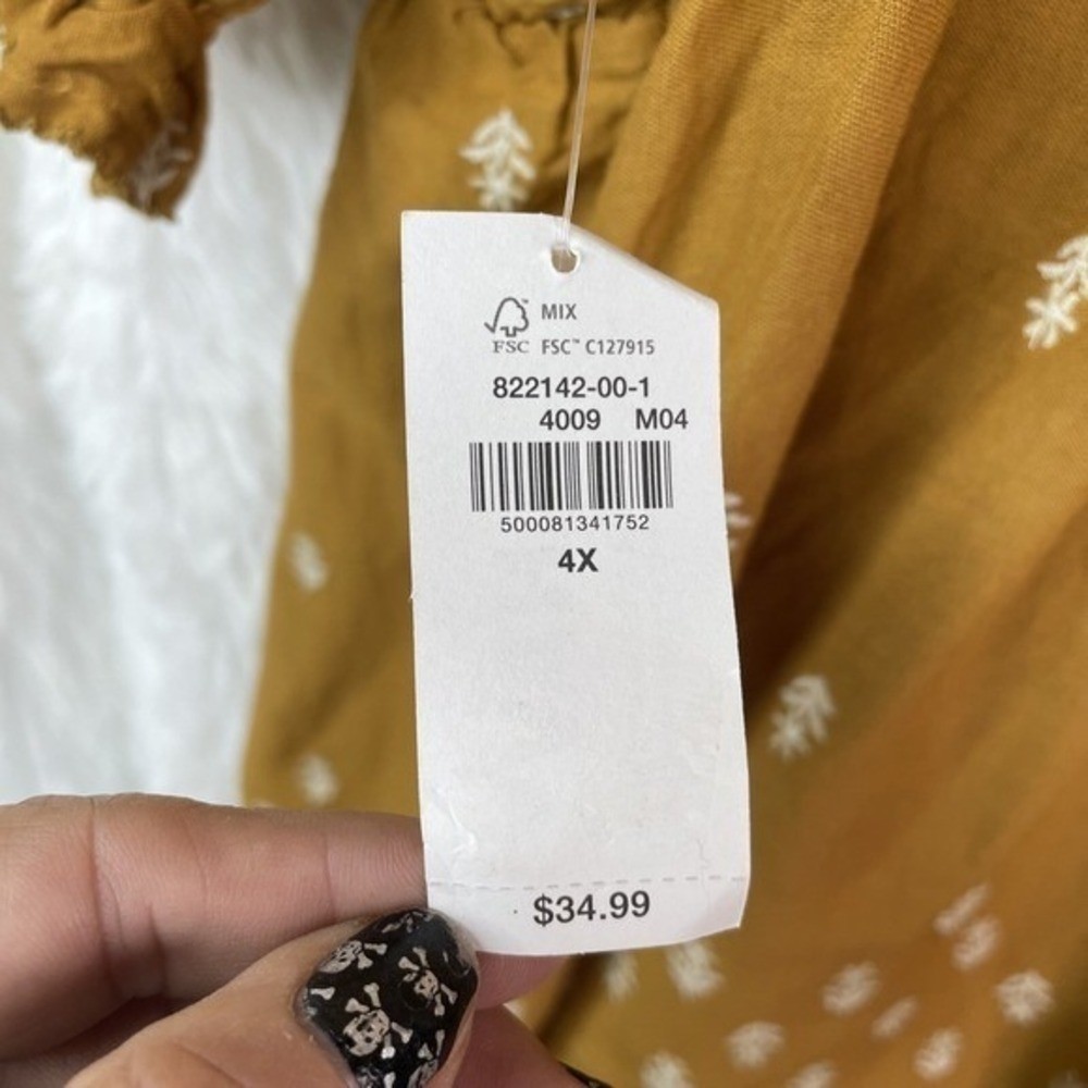 Old Navy Puff Sleeve Top Women’s 4XL Coastal Peasant Boho Cottagecore Embroider