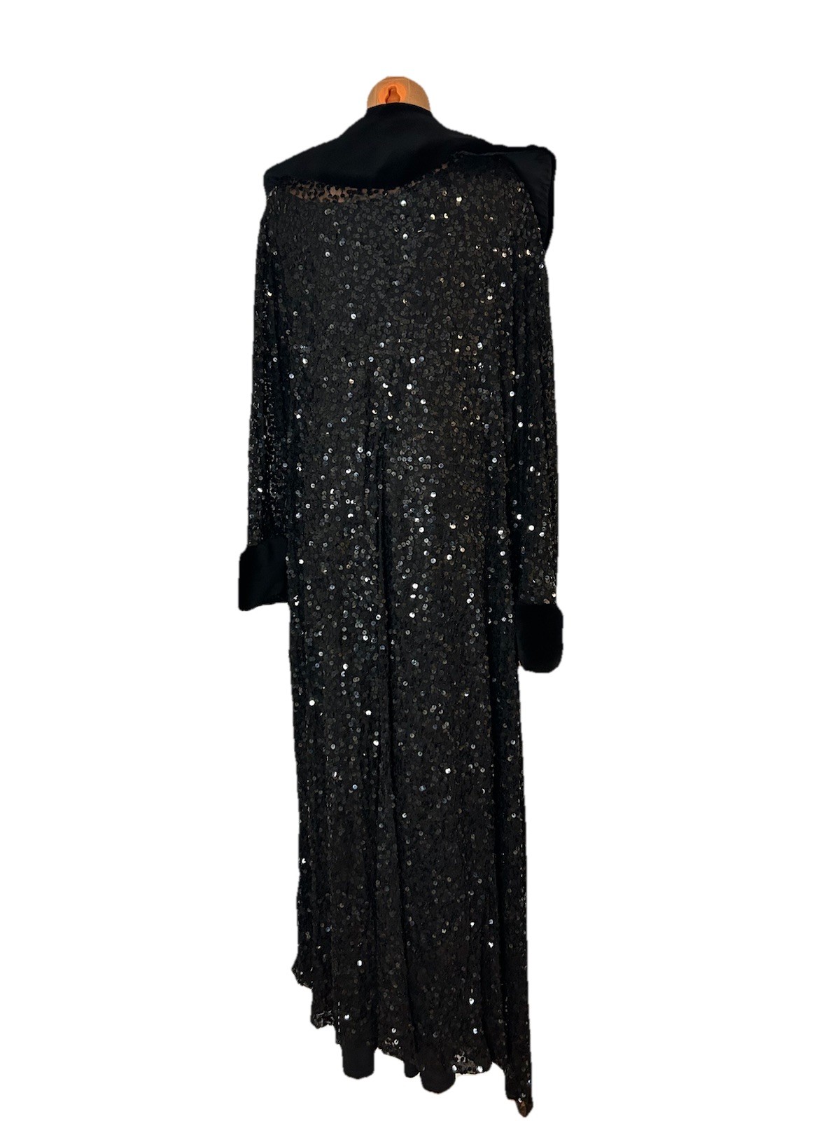 Vtg Y2K Marina Bresler Long Maxi Dress Black Sequin Evening Duster Coat XXXXL