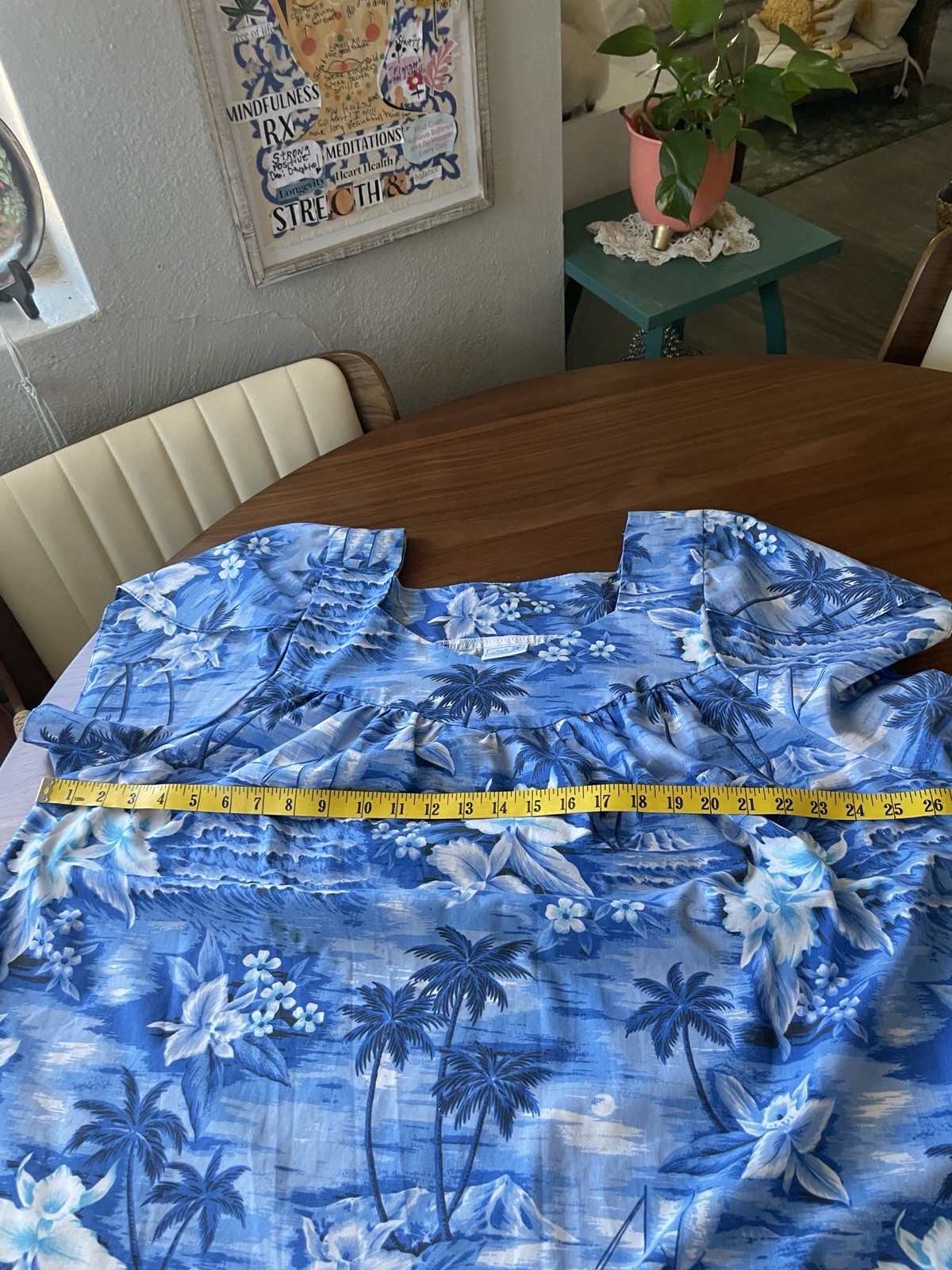 Vint Jade Fashions Made in Hawaii Dress 3XL Empire Tiered Blue Hawaii Hostess