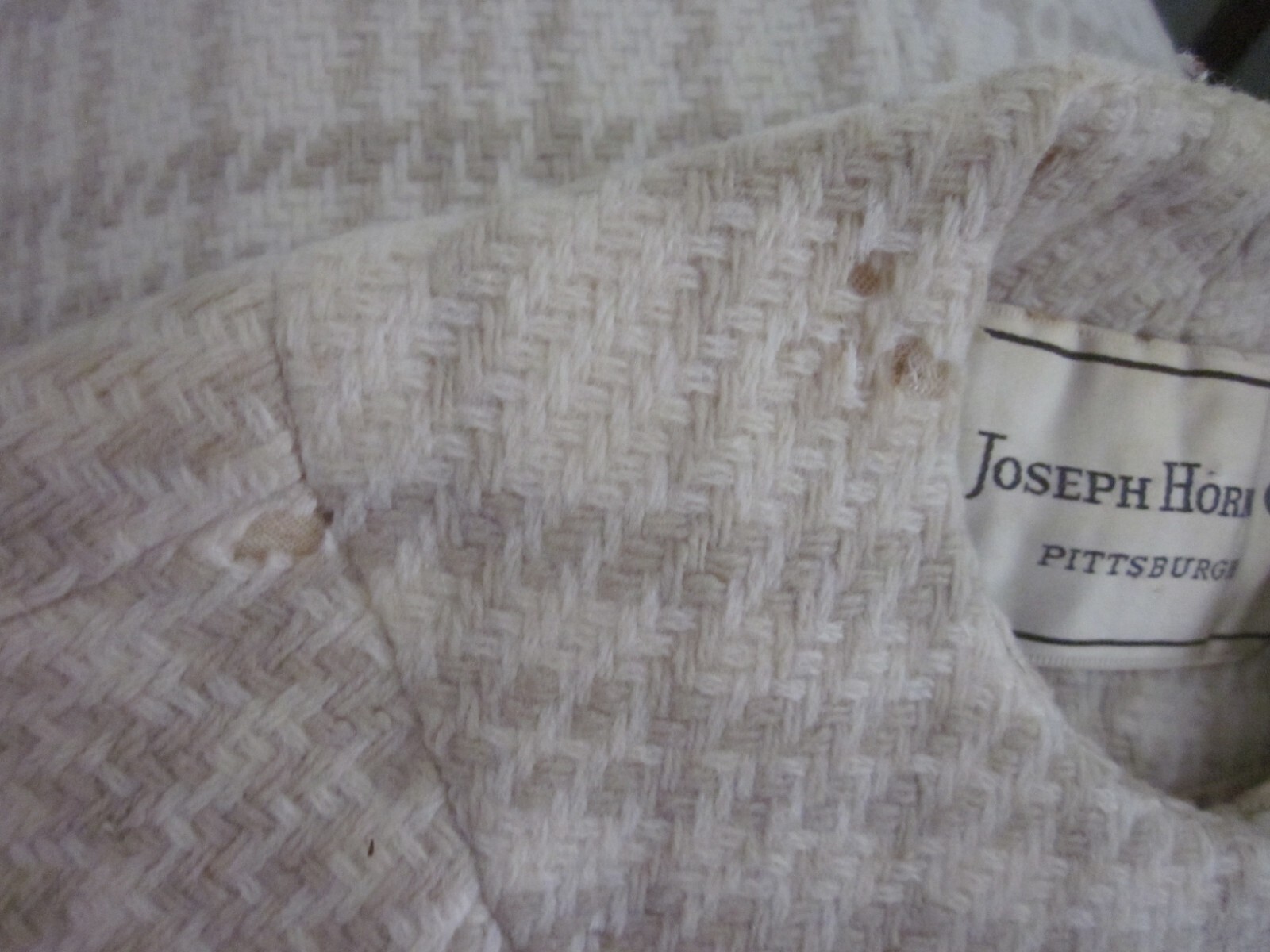 VTG JOSEPH HORNE CO Ivory & Tan 3/4 Sleeve Jacket Coat