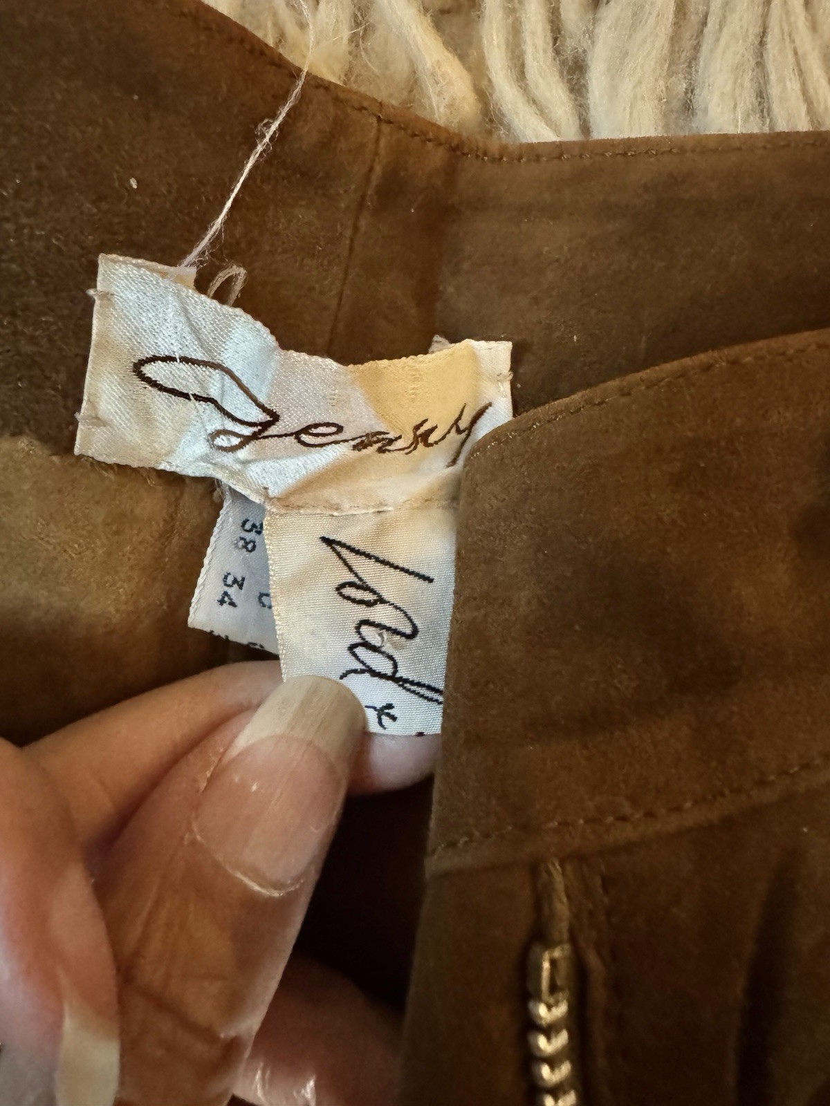 Vtg Jenny France Suede Pants Trousers Pockets Piping Brown Leather XS Tags