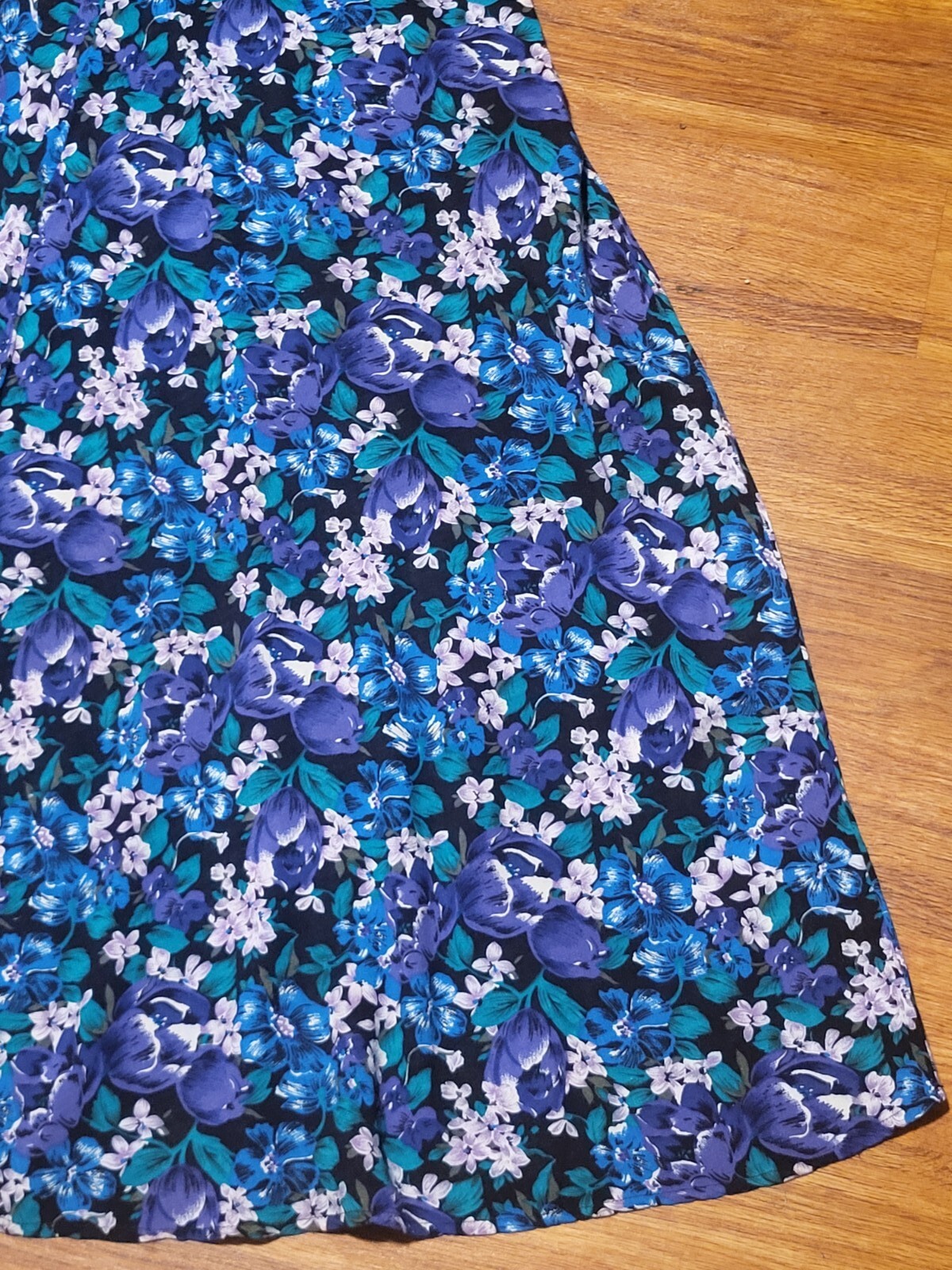 Vintage S Roberts Size 11 Dress Purple Green Blue Floral Button Front Sleeveless