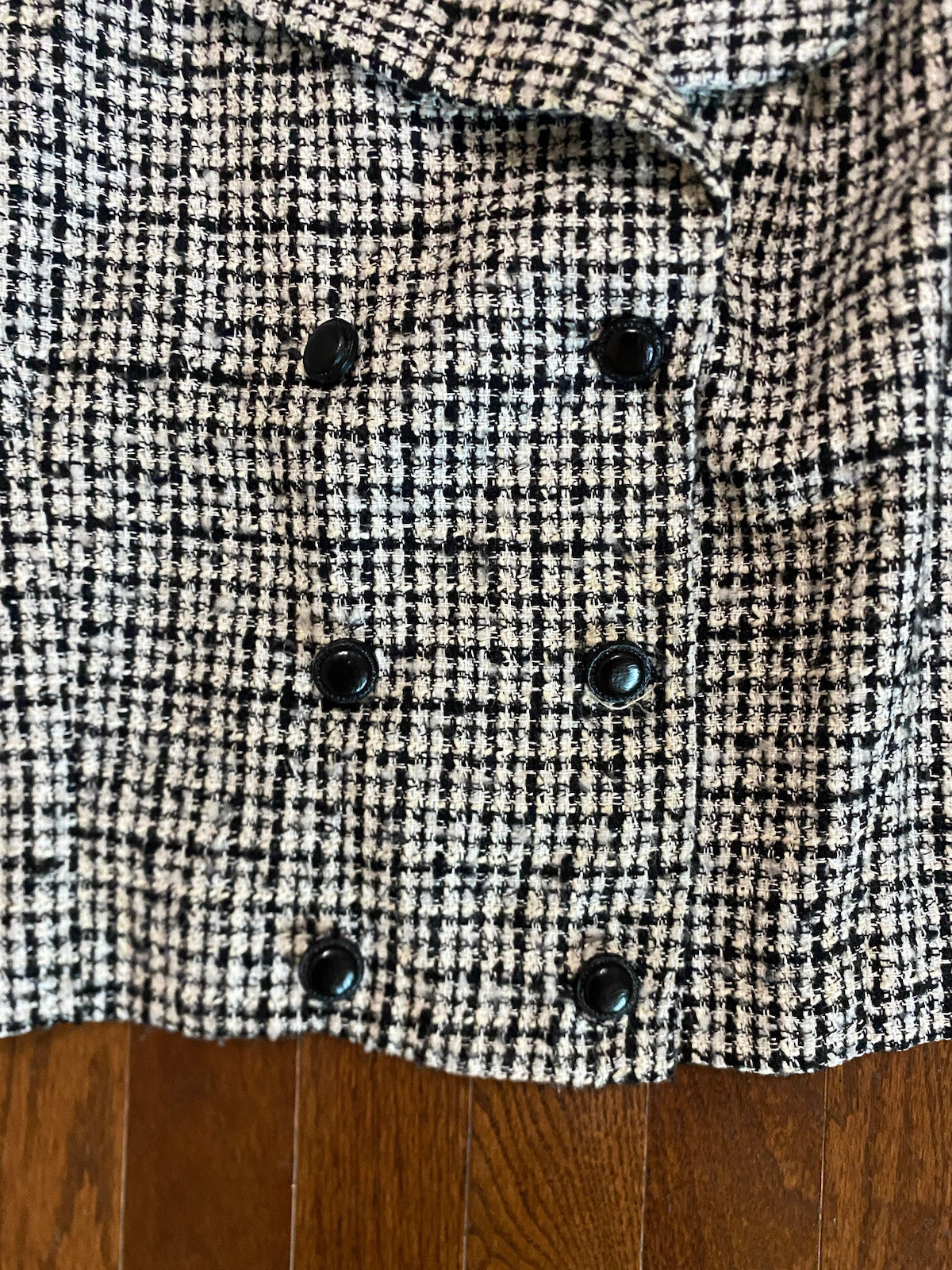 Vintage Express Boulce Black & White Plaid Crop Jacket L Velvet Clueless Preppy