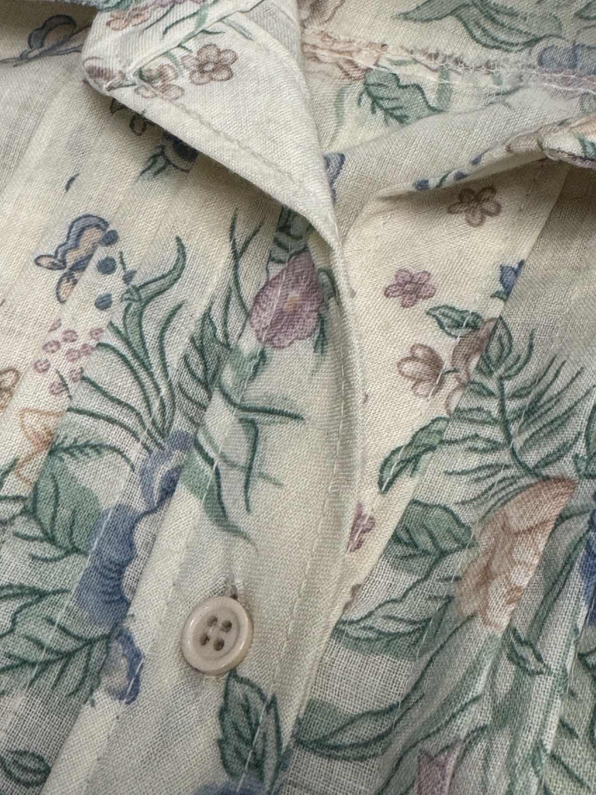 Vintage Kenny Classics 14 Poly Wool Blend Ivory Floral Butterflies AOP Dress