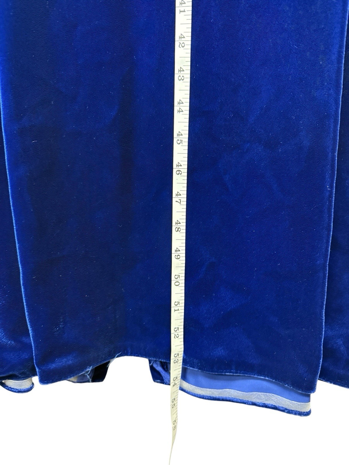 Vintage 70s Victorian Prairie Revival Sapphire Blue Velvet Long Sleeve Maxi 10