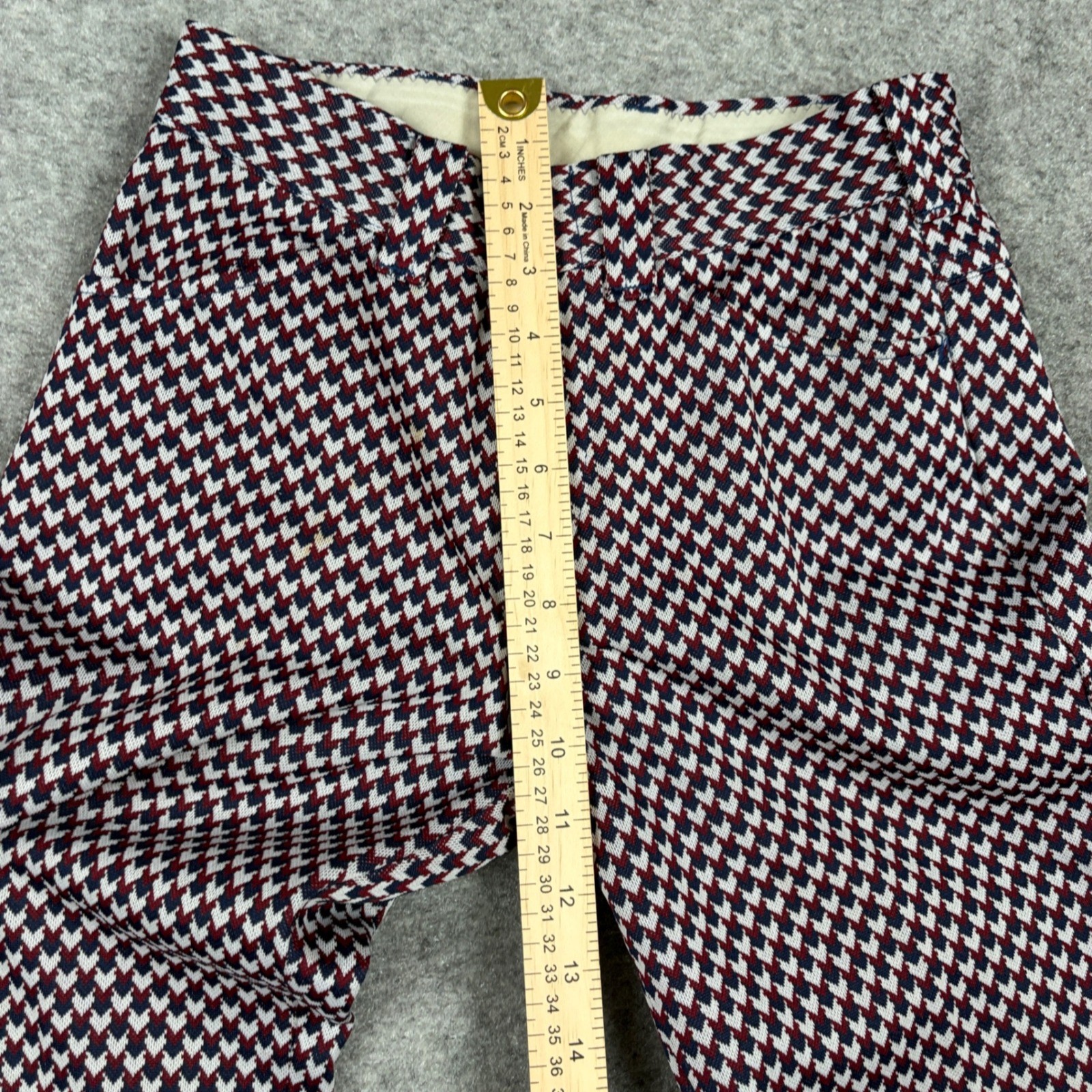Montgomery Ward Pants Womens 24 Vintage 70s Geometric Flare Leg Red Blue White