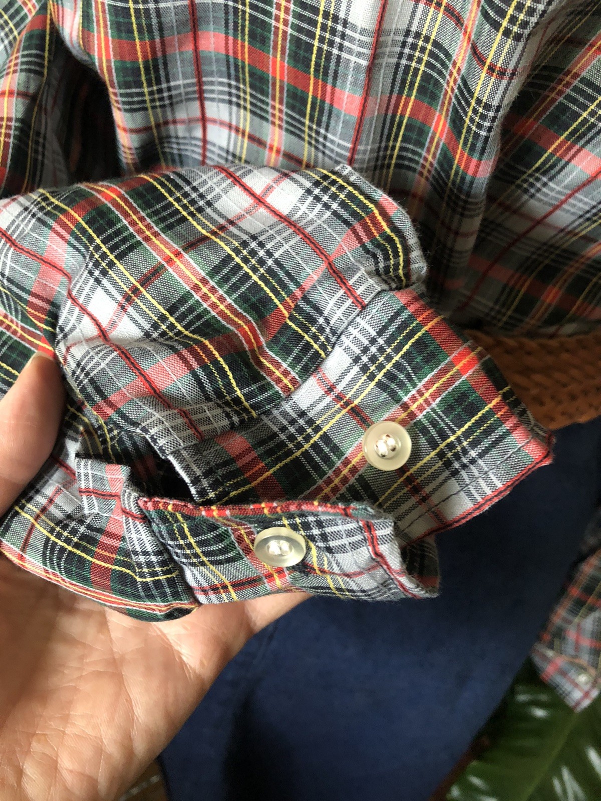 Vintage 80’s Try 1 Plaid Shirt With Pleated Ruffle Yoke & Collar