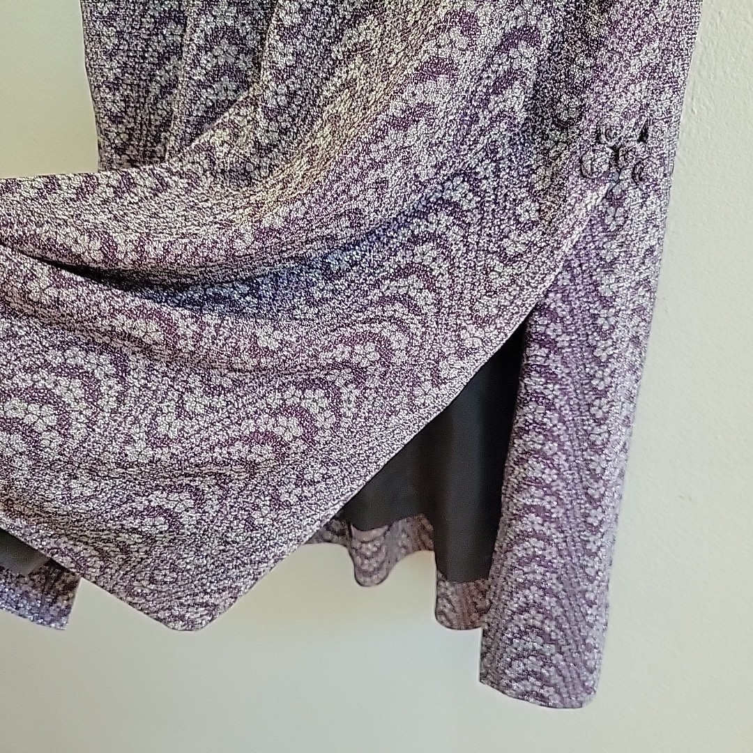 Vintage Handmade Maxi Skirt Size Small Purple Silver Metallic Glam Party Retro