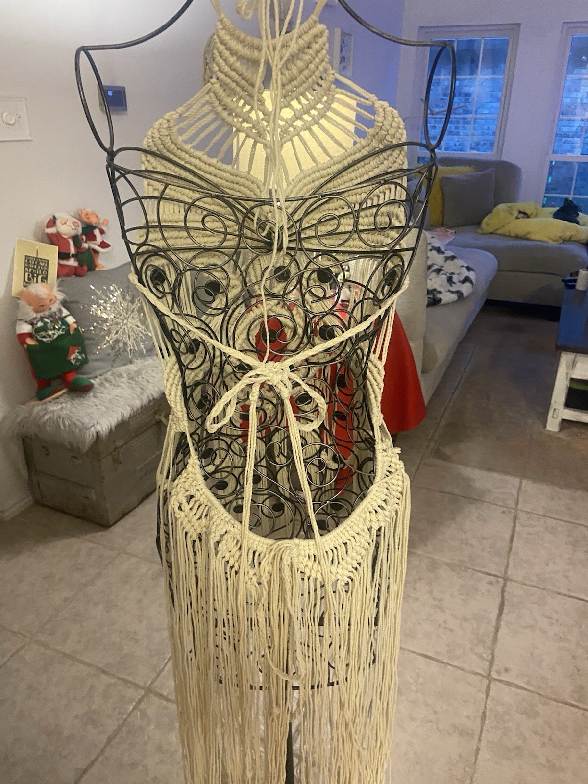 Vintage Handmade Macrame Rope Goddess Bohemian Sexy Dress