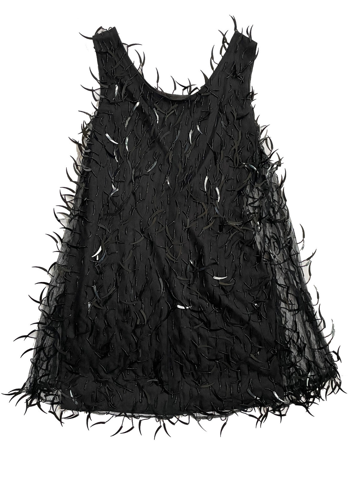 Vintage VIVIENNE TAM East Wind Code Tank Dress Black Beaded Sequined Size 2 (S)