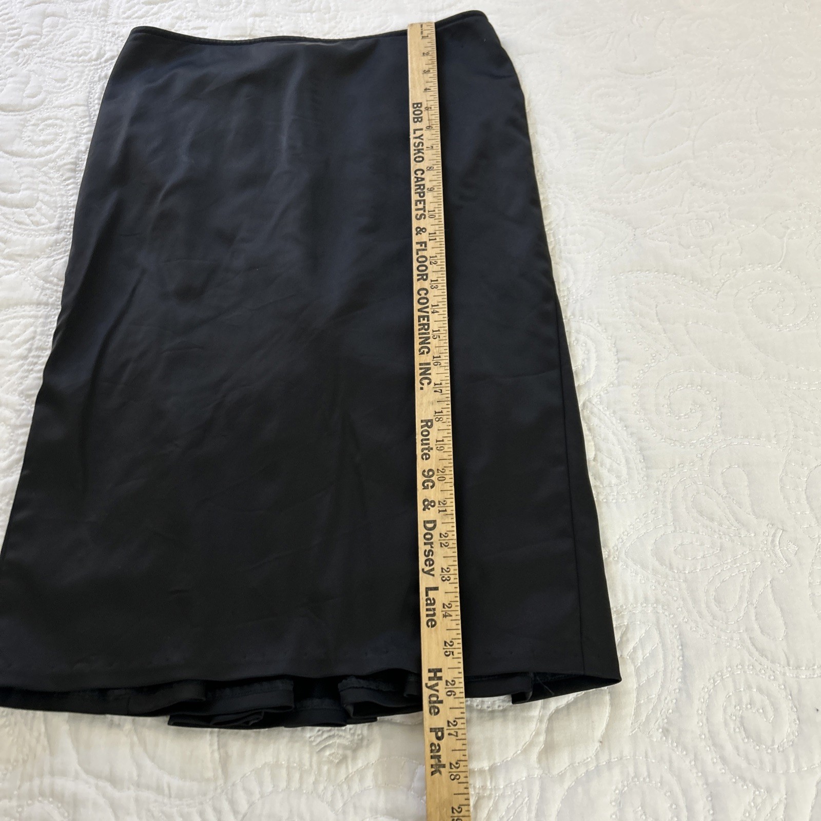 Vintage Narcisa Lang Skirt Women’s Size 12 Black Pencil Front Pleated Rear USA