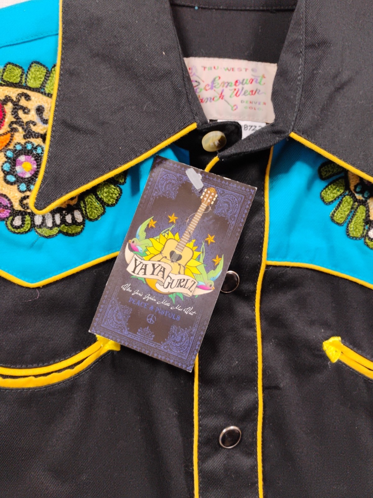 Rockmount Ranch Wear Western Shirt L Skull Embroidered Pearl Snap