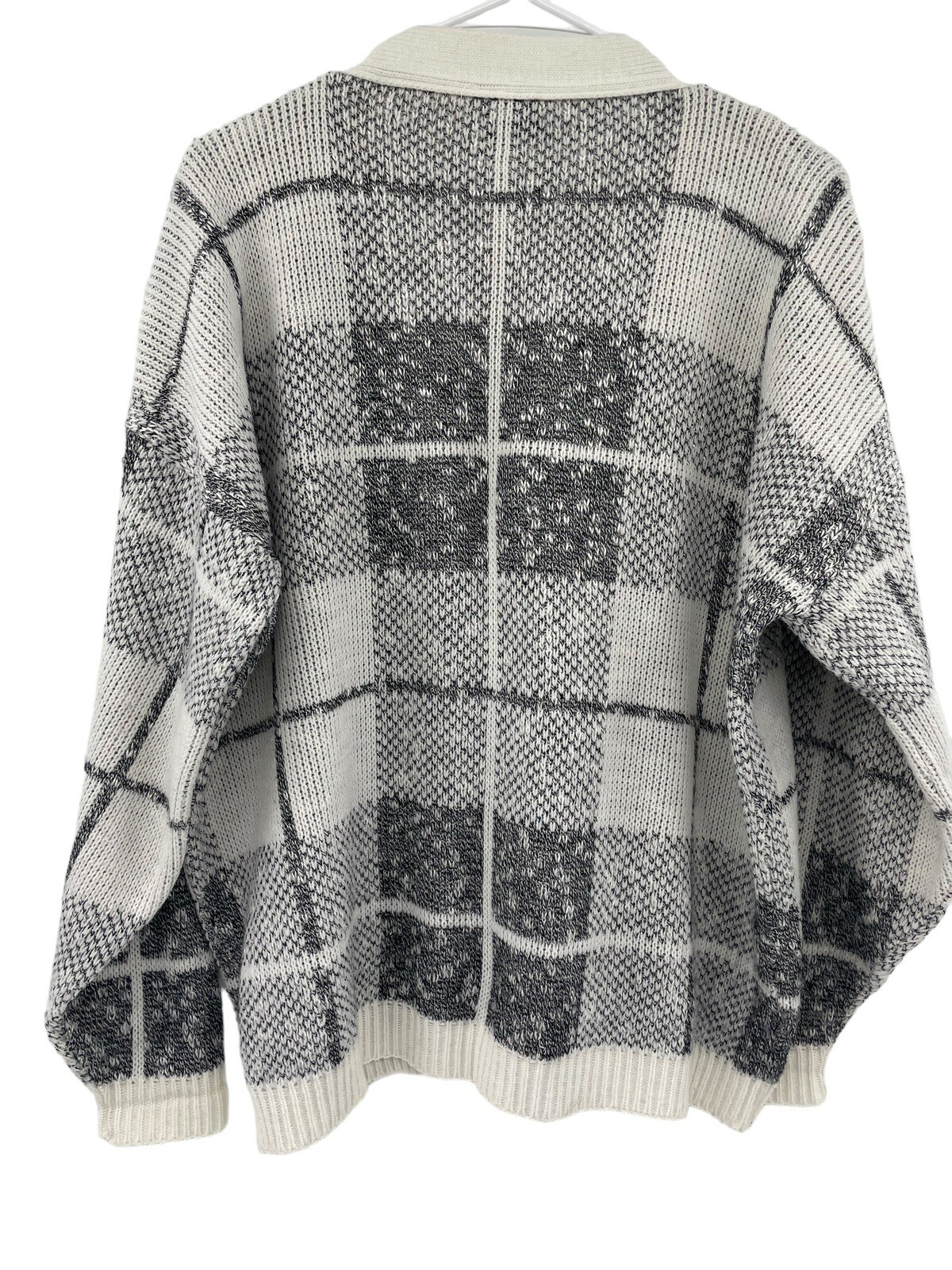 Vintage 80s Adele Knitwear Cardigan Size Large Grannycore Plaid Sweater USA