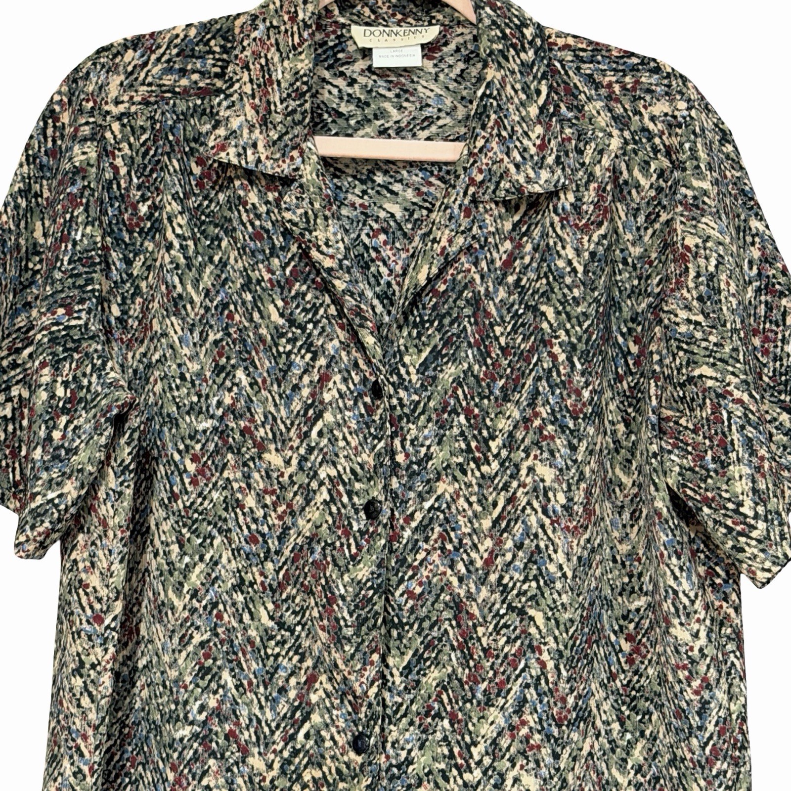 Vintage Donnkenny Short Sleeve Blouse 80’s 90’s Abstract Print Button Down