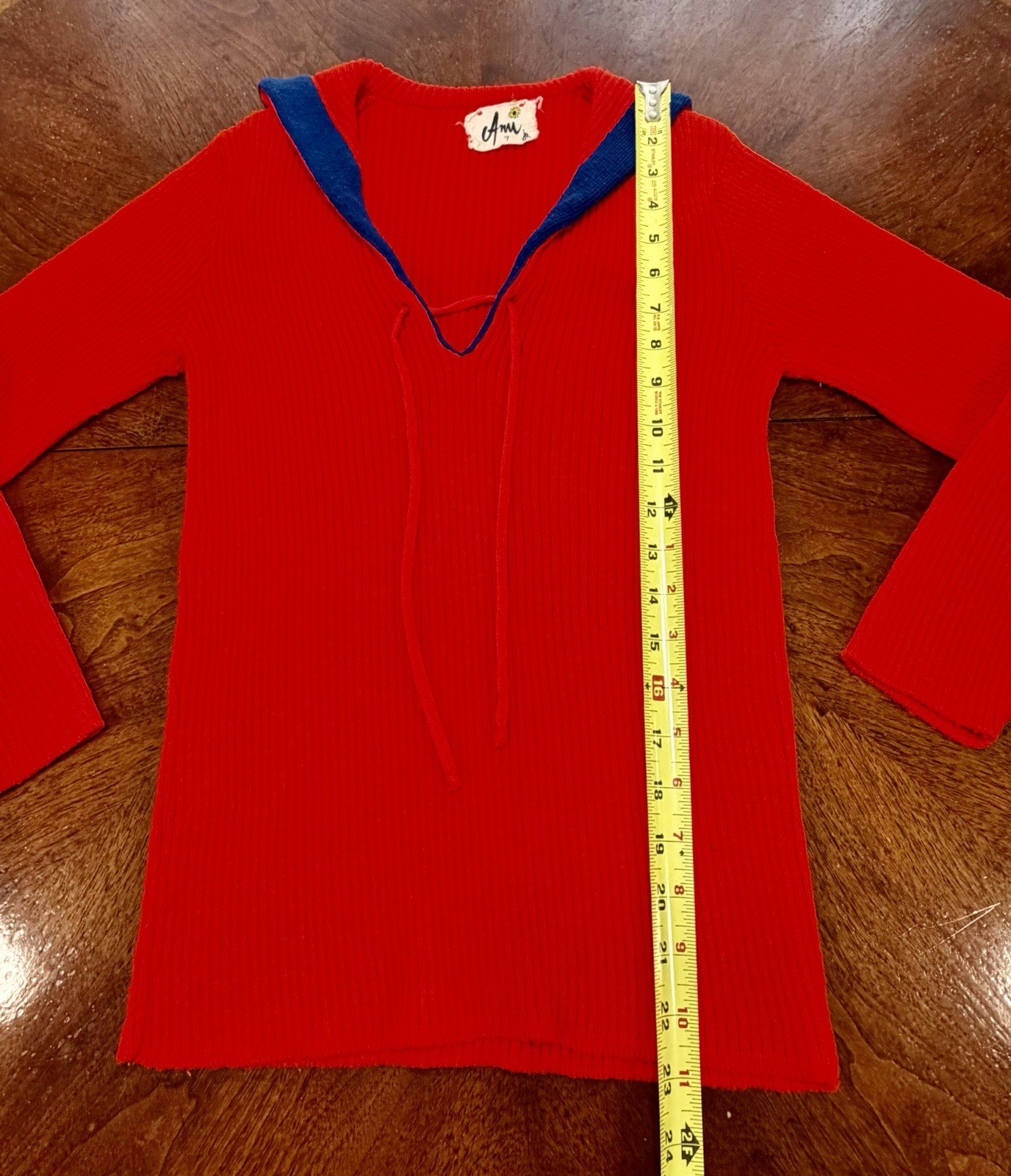 Vintage 1970s Women’s Red & Blue Sailor Style Sweater