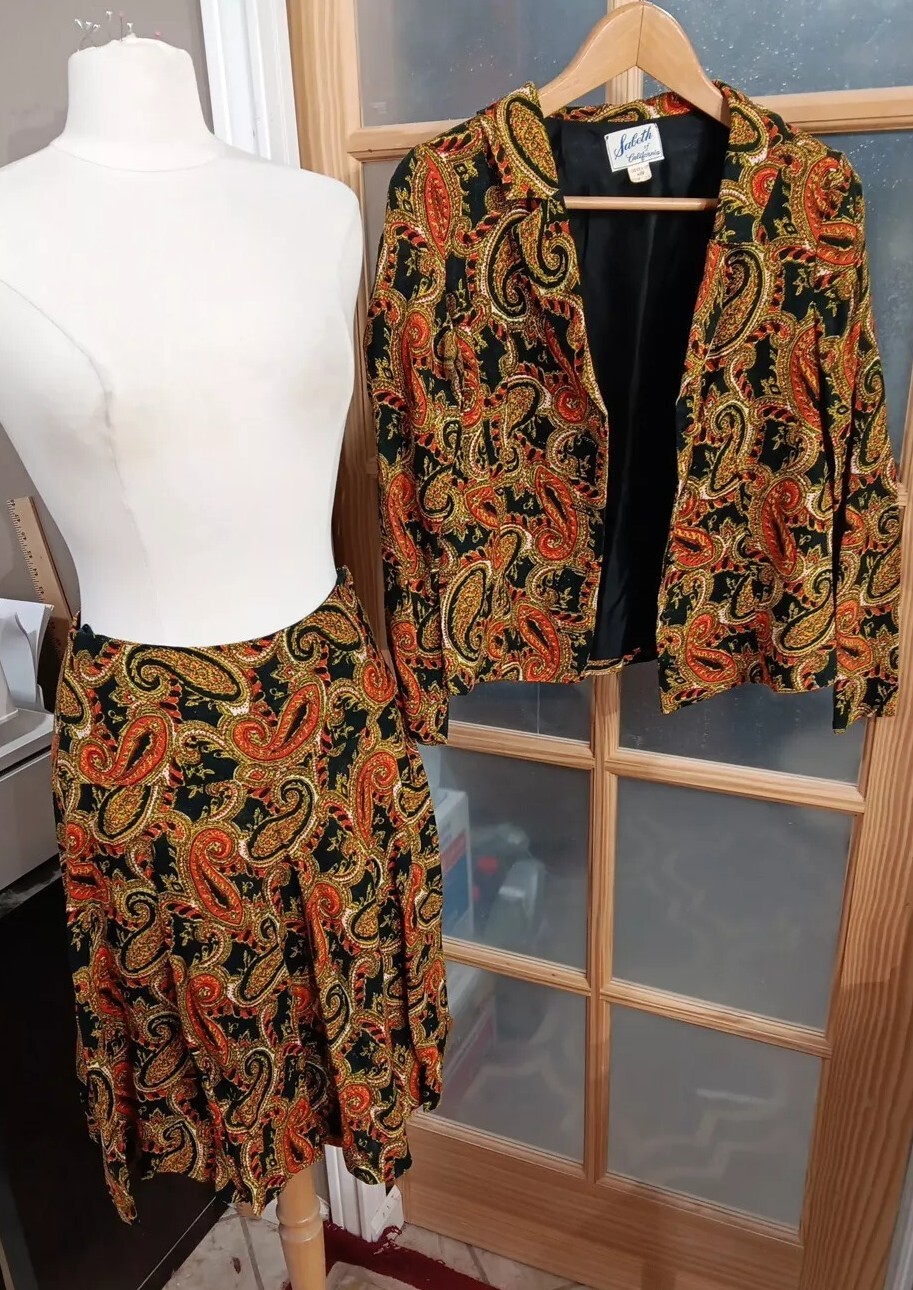 Vintage Paisley Skirt / Jacket Set Retro MCM Matching 60s 70s Vibrant Truly Rare