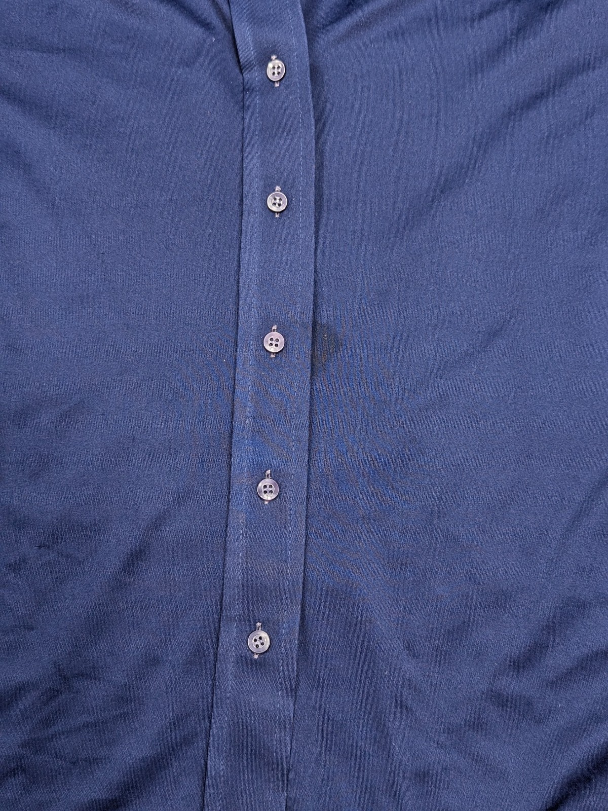 SEARS Perma Prest Vtg 60s 70s Navy Blue Btn Short Sleeve SHIRT TOP Women’s L 16