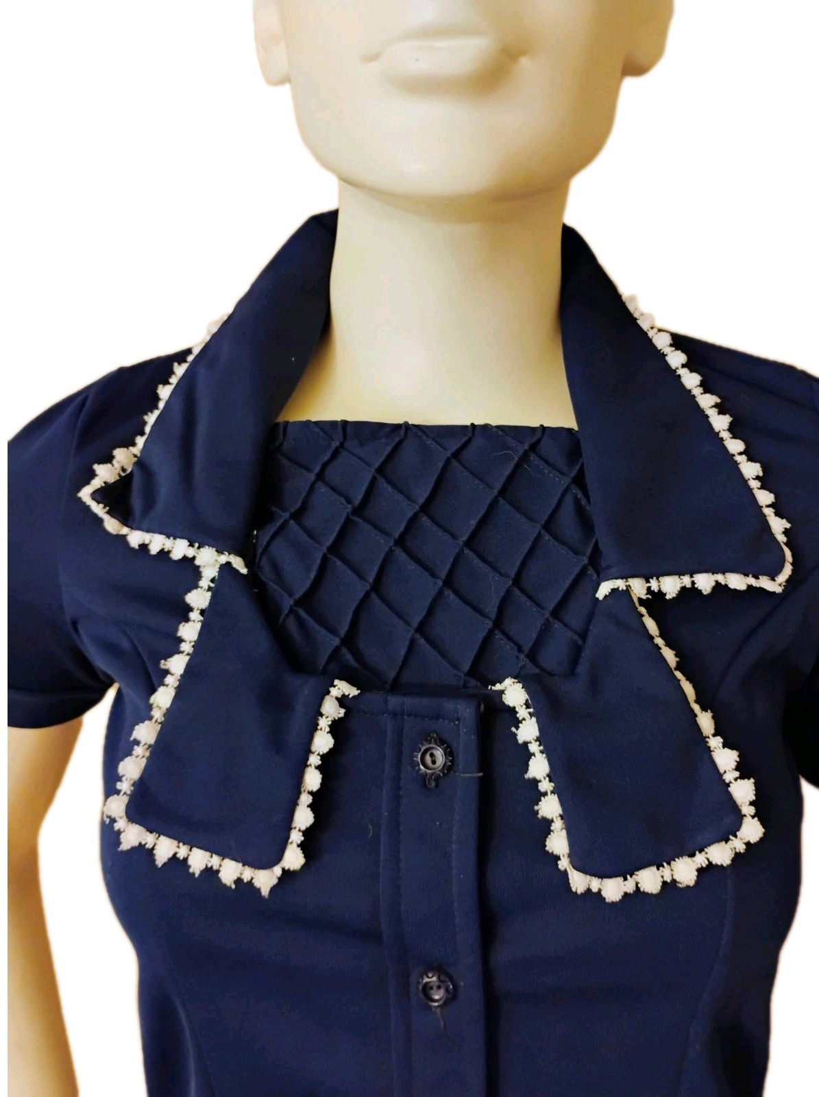 RARE VTG 60’s „Jogina Seasonal Wear” Blue Polyester S/S Top M