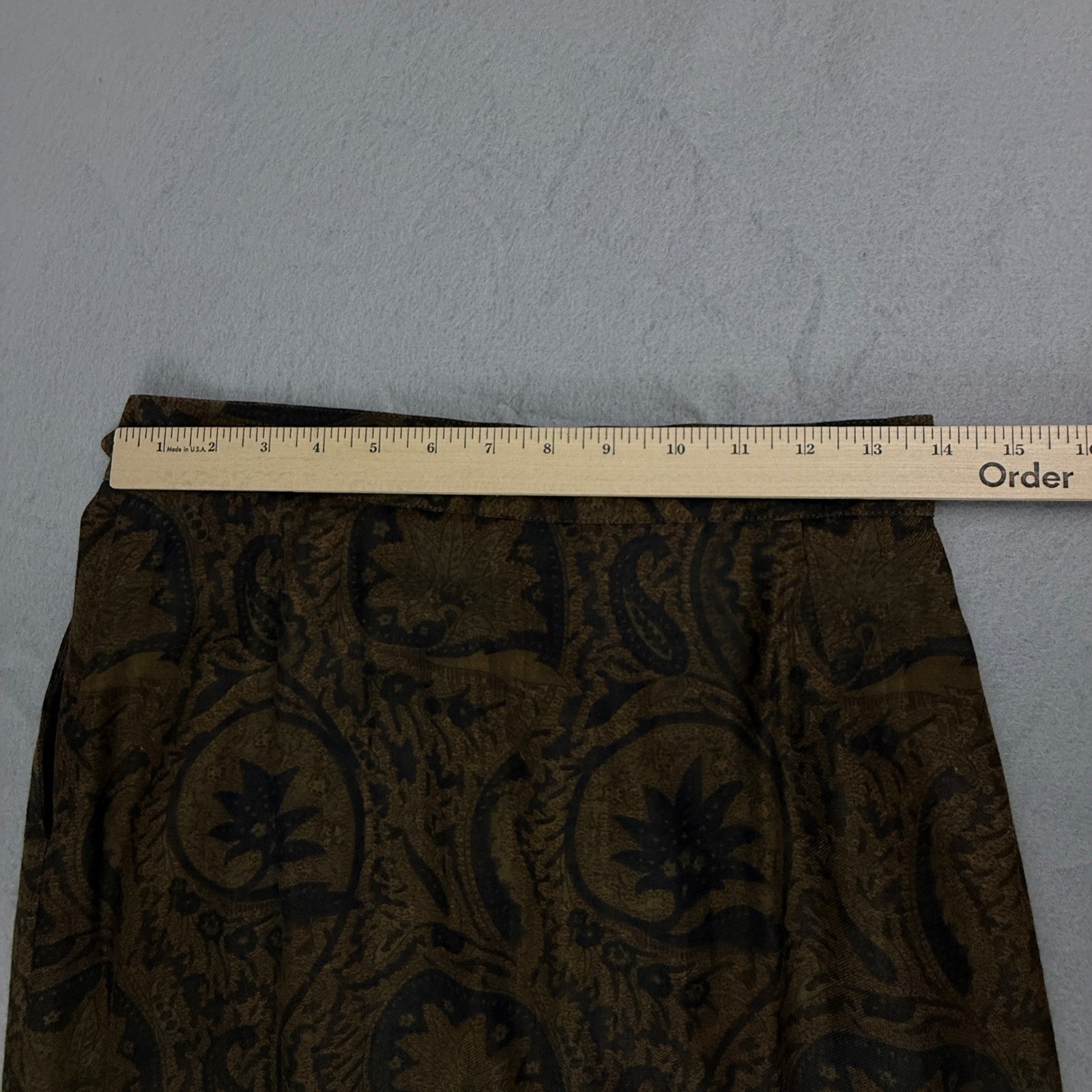 Martin Bayer Collection Skirt Women 12 Brown Paisley Pleated Pockets Vintage 80s