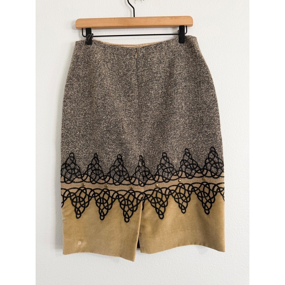 Vintage Carlisle – Silk/Wool/Alpaca Blend Pencil Skirt Microsuede Trim