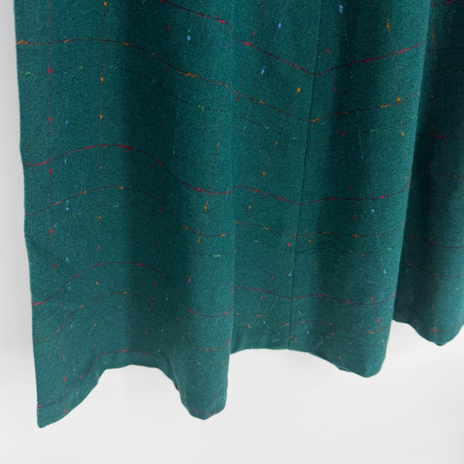 VTG 70s Hunter Green Donegal Speckled Knit Skirt Size 5 Dark Academic Boho Chic