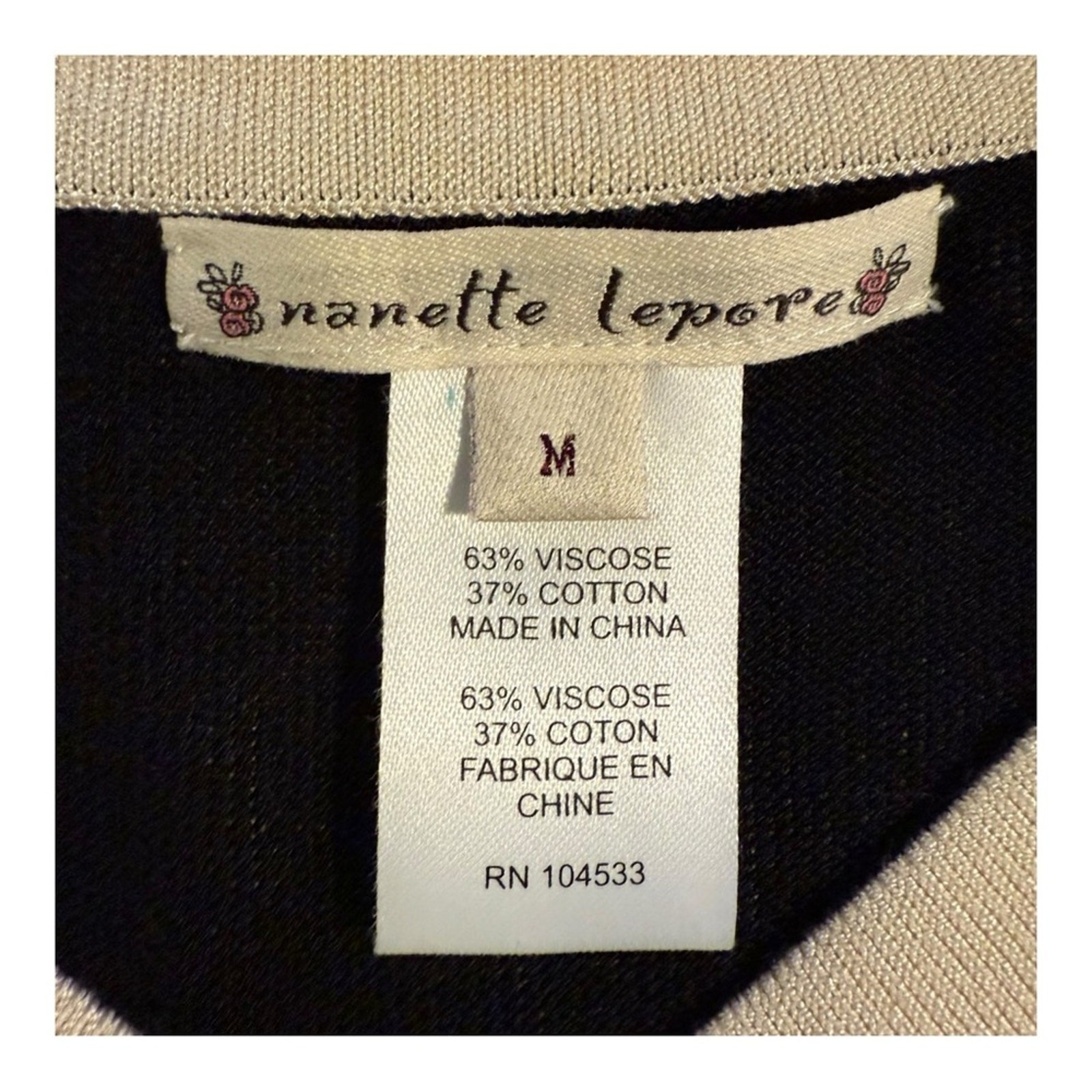 Nanette Lepore Vintage Knit Dress Black Cream Retro Coquette Feminine Medium