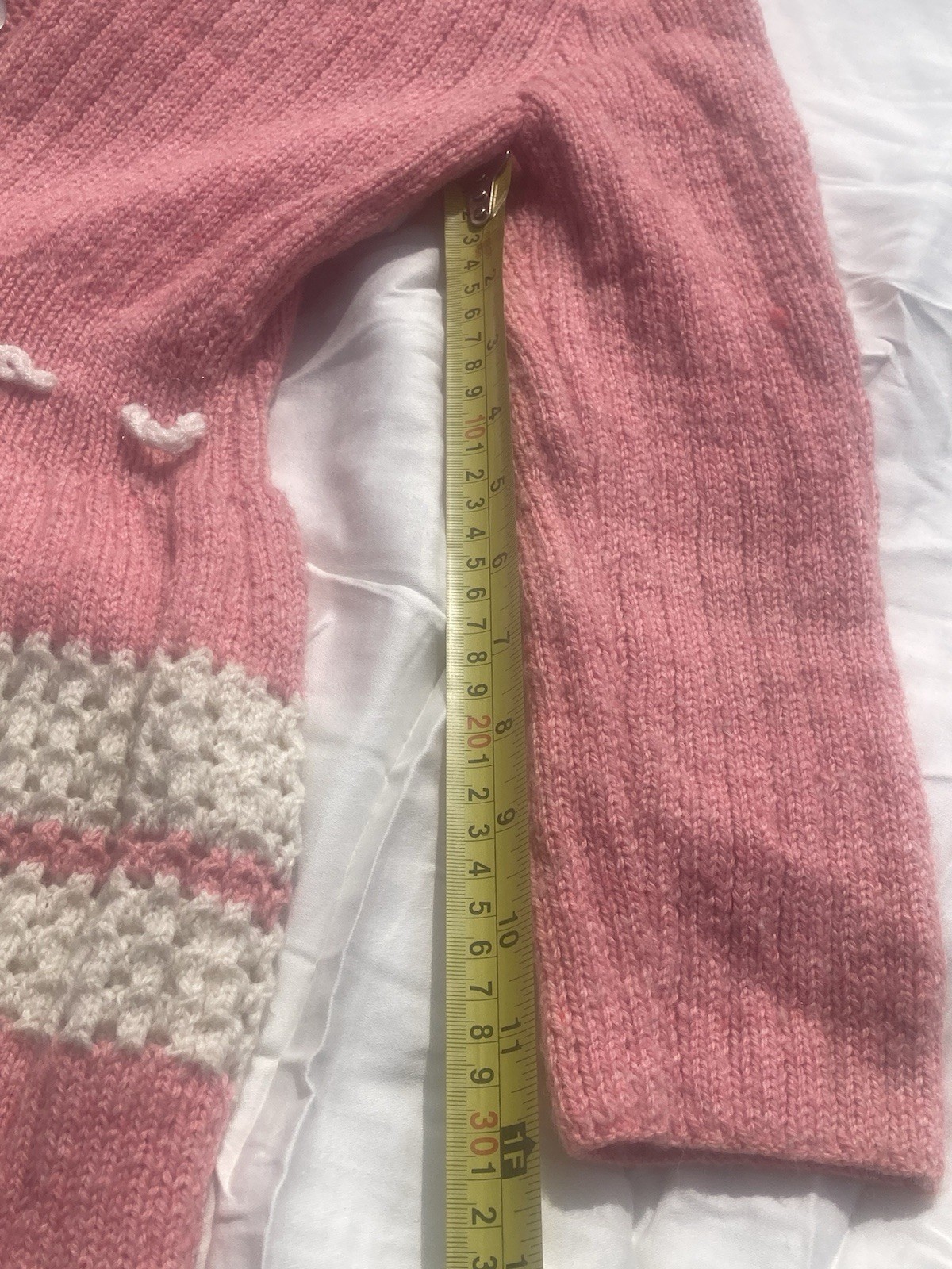 Vintage 80s Sweater Dress Juniors SM/M Pink White Spring Easter Church Party