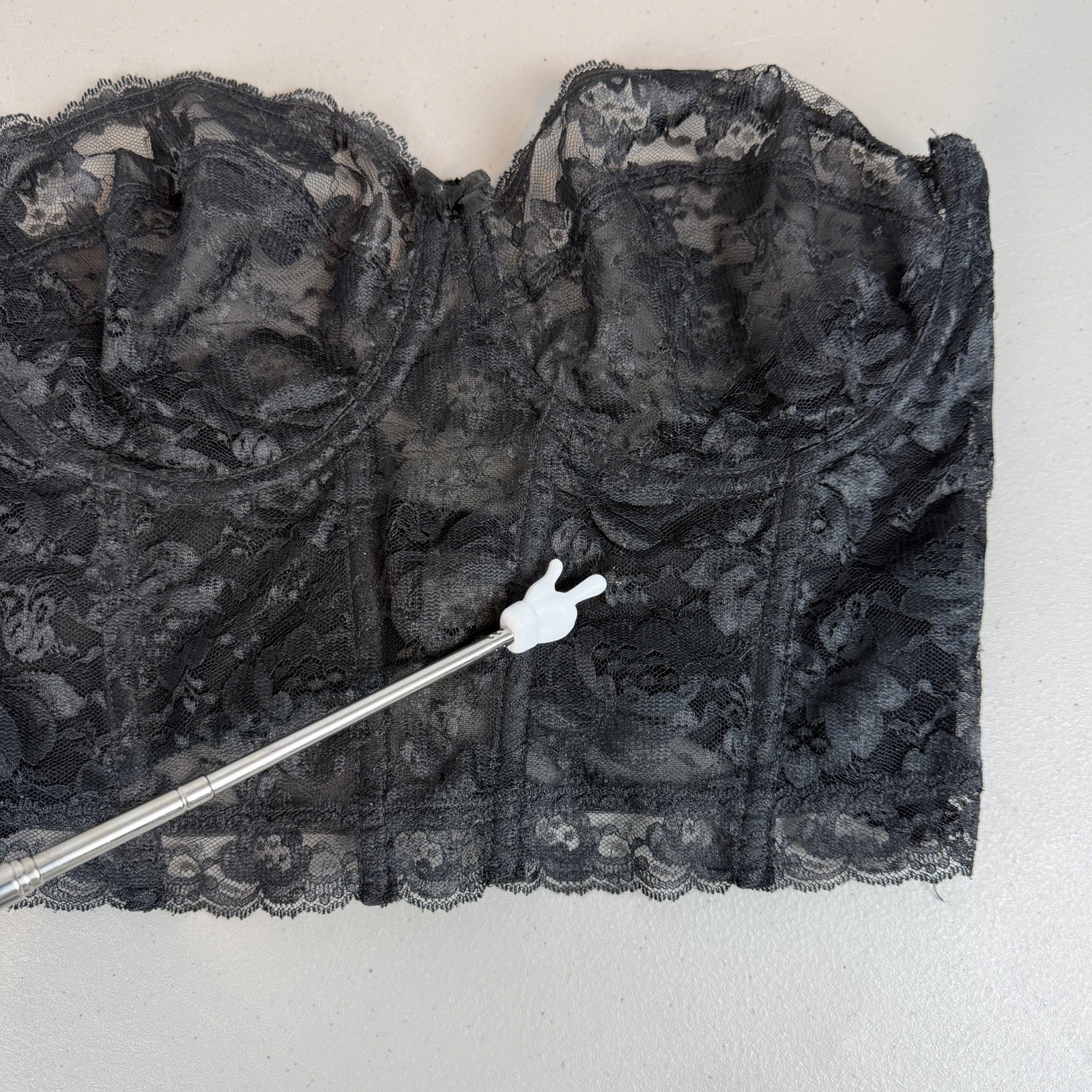 Vintage WYNETTE Black Lace Strapless Longline Bra Bustier Corset Size Medium?