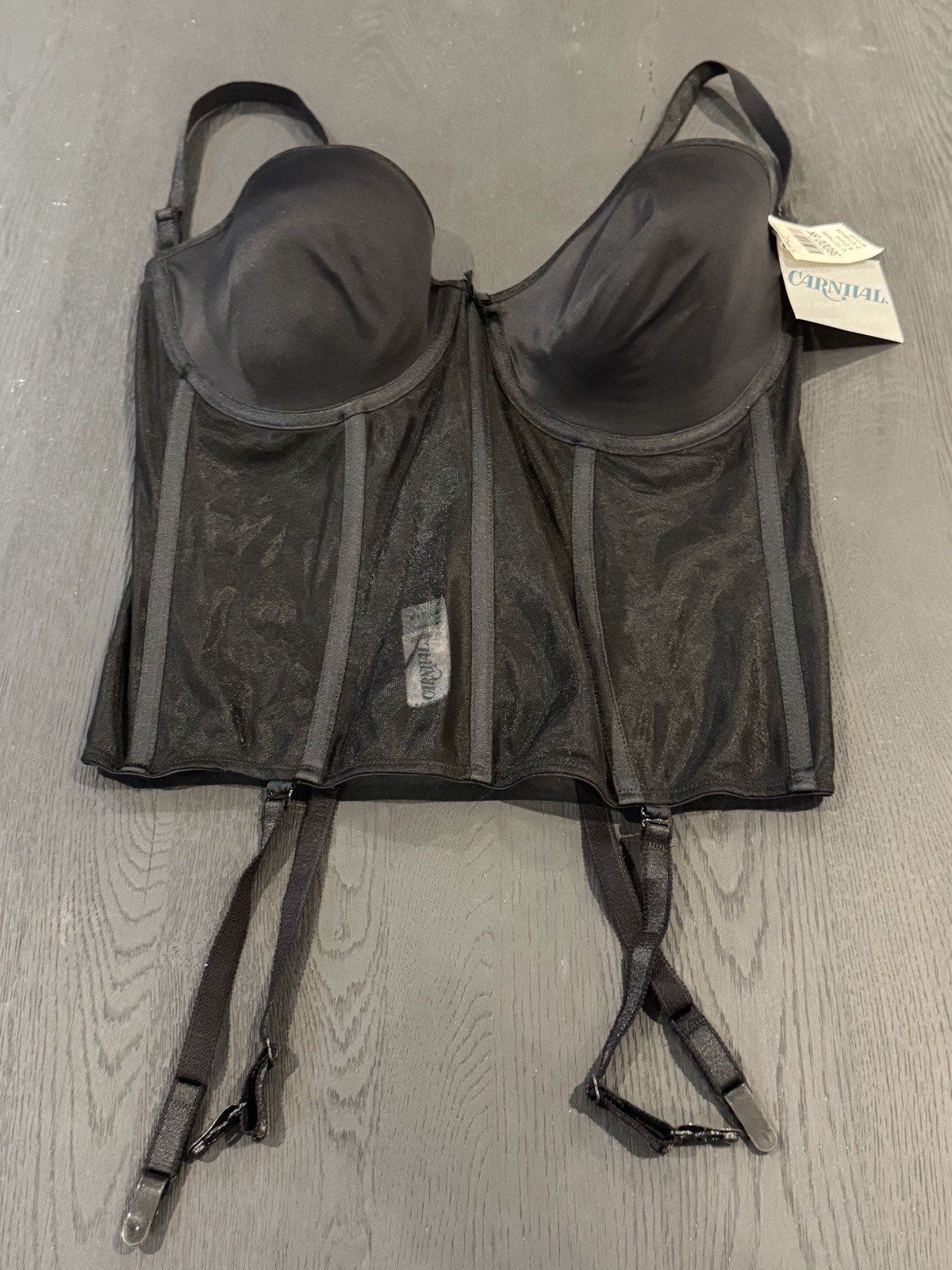 Vintage NWT CARNIVAL 38DDD BLACK Lace Bustier – Corset – Bones & Garters – NEW