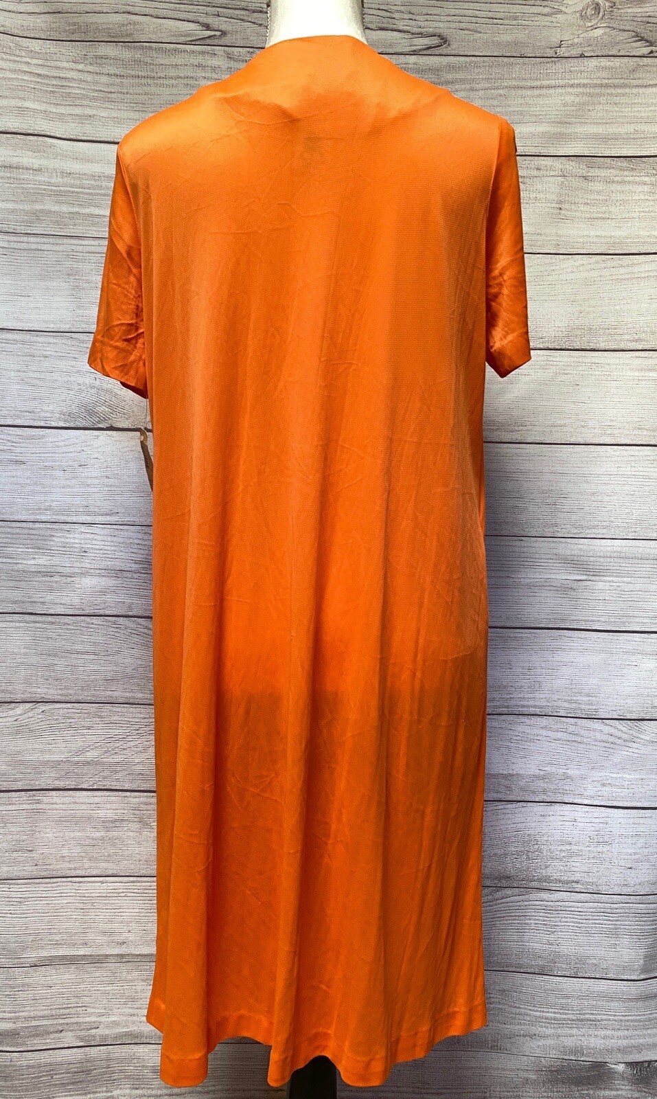 Vintage 1960s Orange Button Front Housecoat Robe Size 14 Pockets Acetate Tricot
