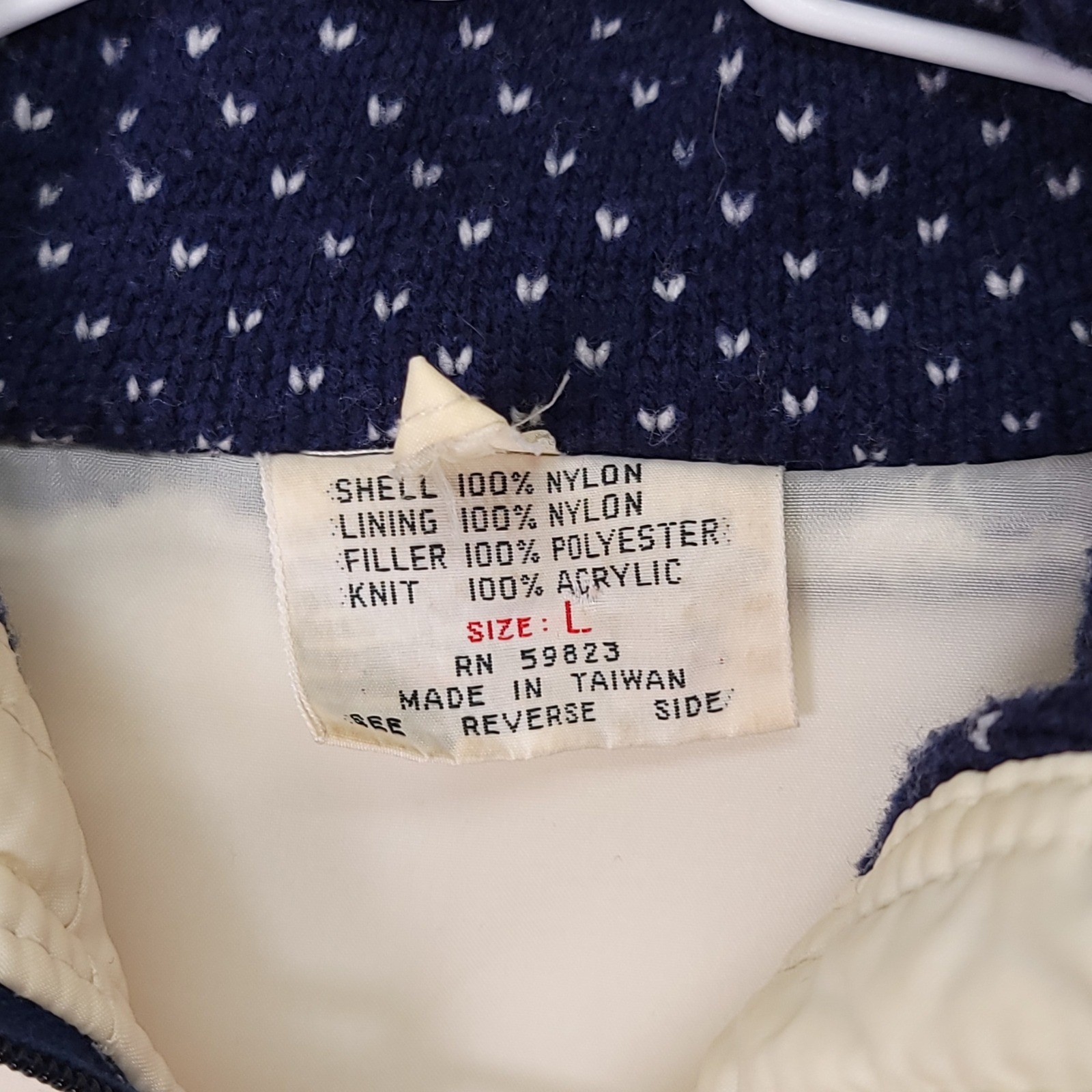 Vintage Convertible Ski Jacket Vest Cream Quilted Fair Isle Teen Large