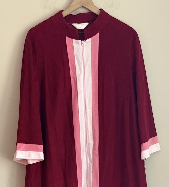 Vintage Robe Housecoat Velour Sears At Home Wear 60s 70s Womens Size XL
