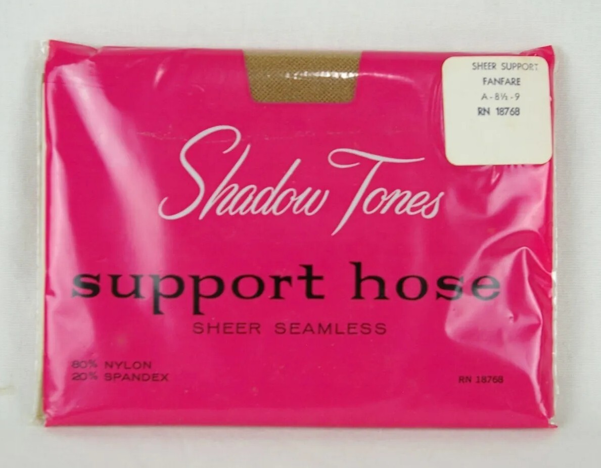 Vtg. Women’s Shadow Tones Support Hose Sheer Seamless Fanfare A 8.5- 9 RN18768