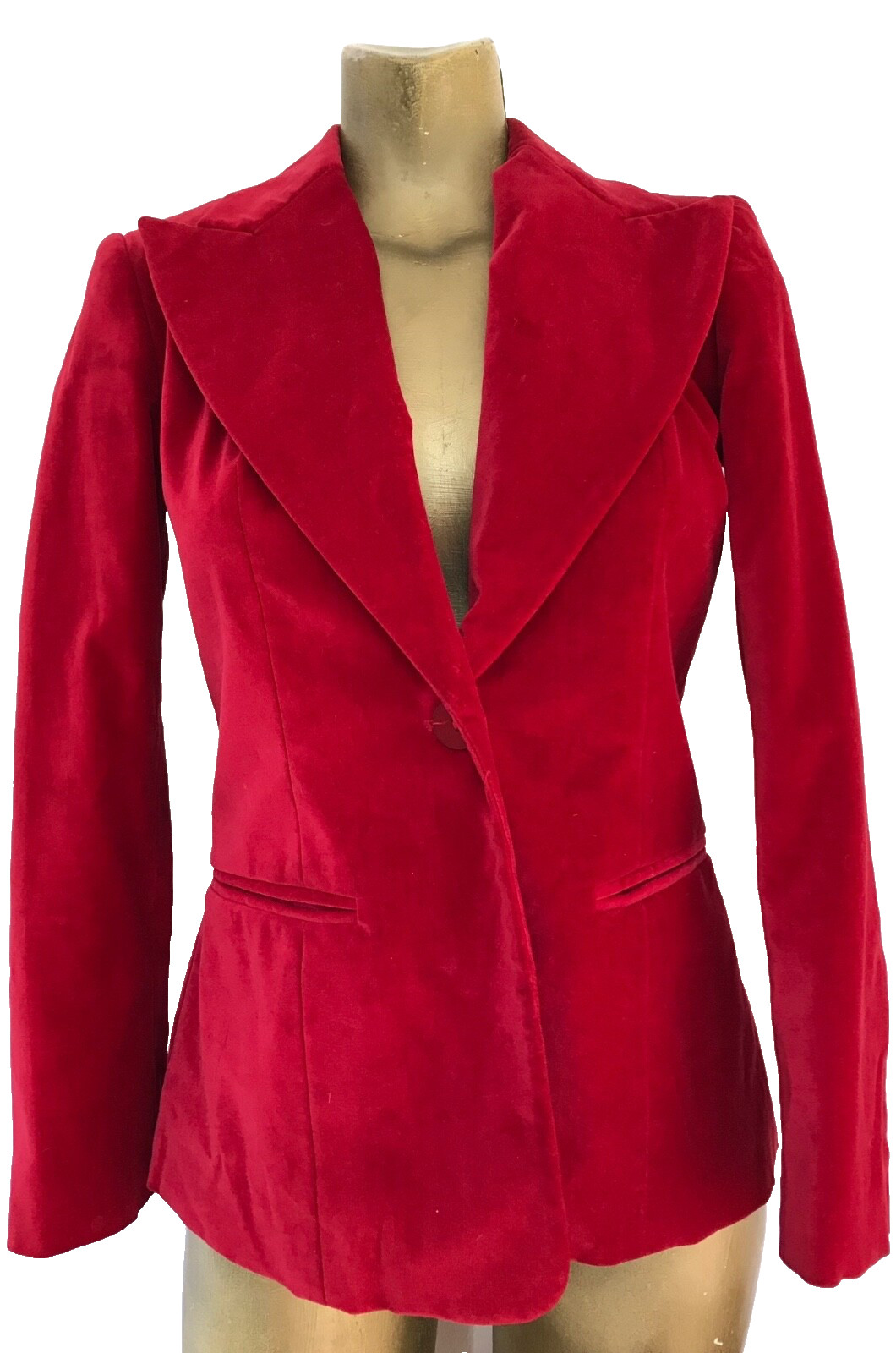 VINTAGE 80s Disco Era BLOOMINGDALES Red VELVET TUXEDO Smoking JACKET Size 2P