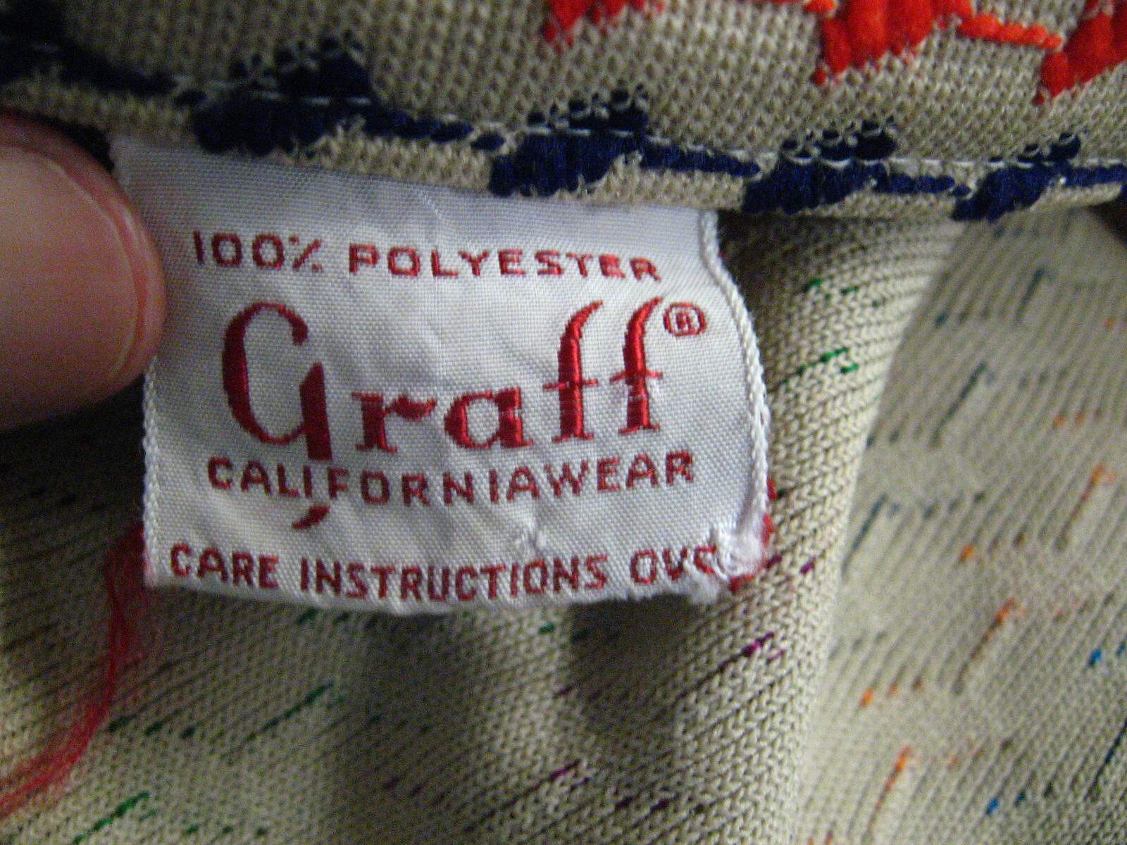 Graff Californiawear Women’s 1970’s Jacket Large – Beige & Rainbow Polyester