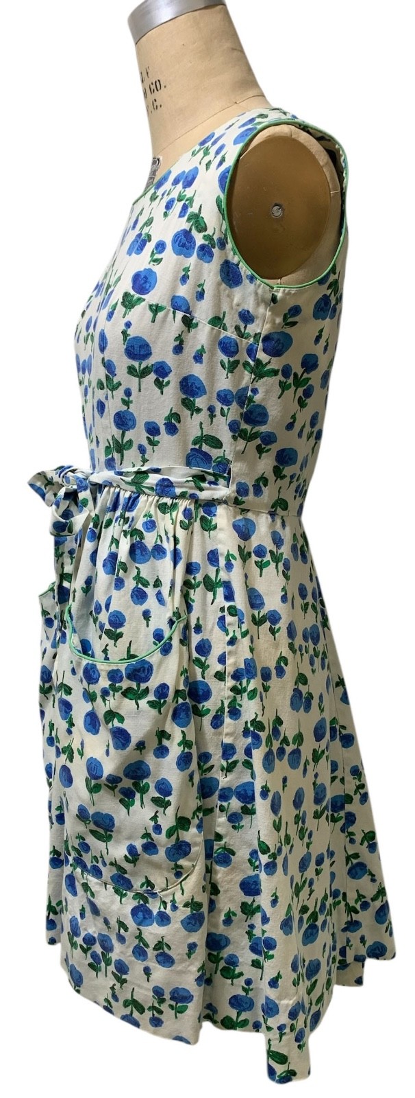 SWIRL Vintage 60s Women’s Cotton Rose Print Dress Tie Waist Pockets – Sz M