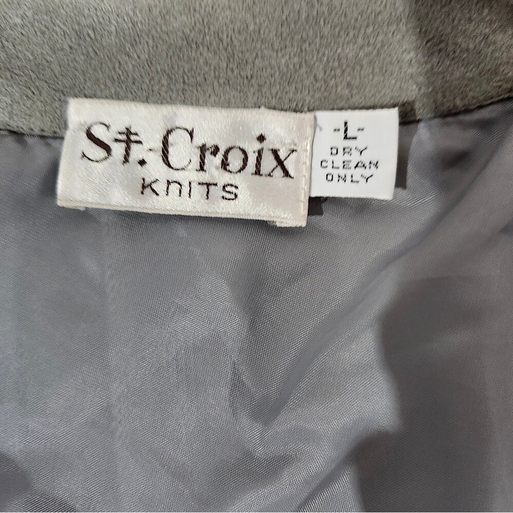 Vintage St. Croix Knits Gray Women’s Button Jacket Size Large. Stripe design.